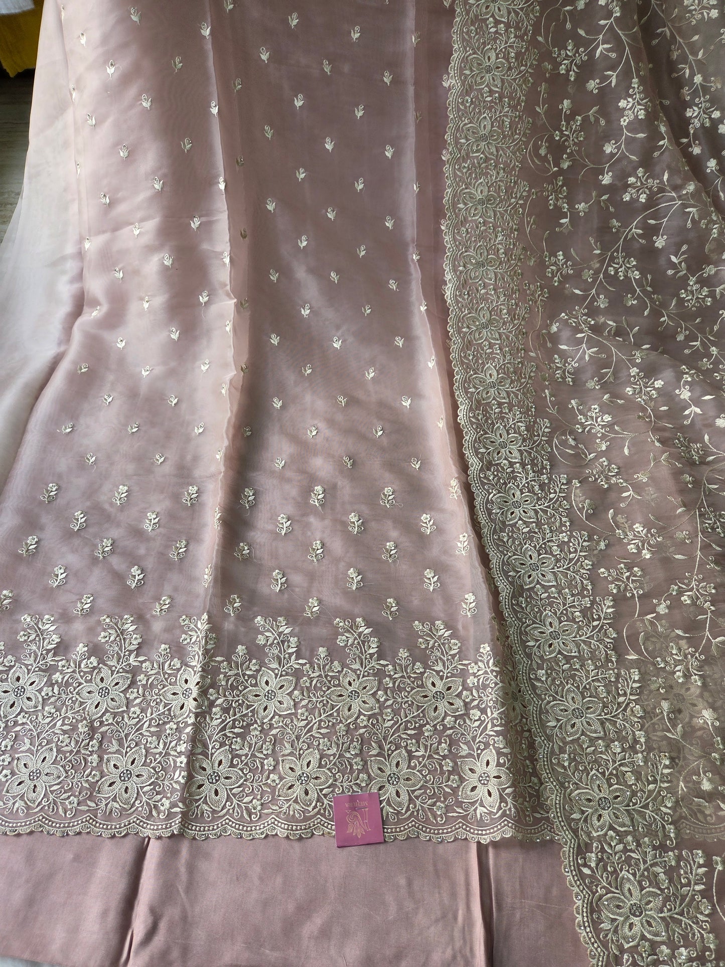 Pink Burberry Semi Stitched Suit