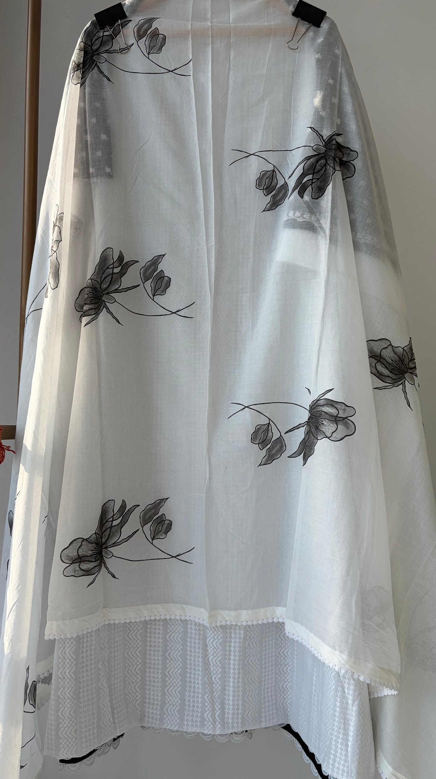Black Cotton Semi Stitched