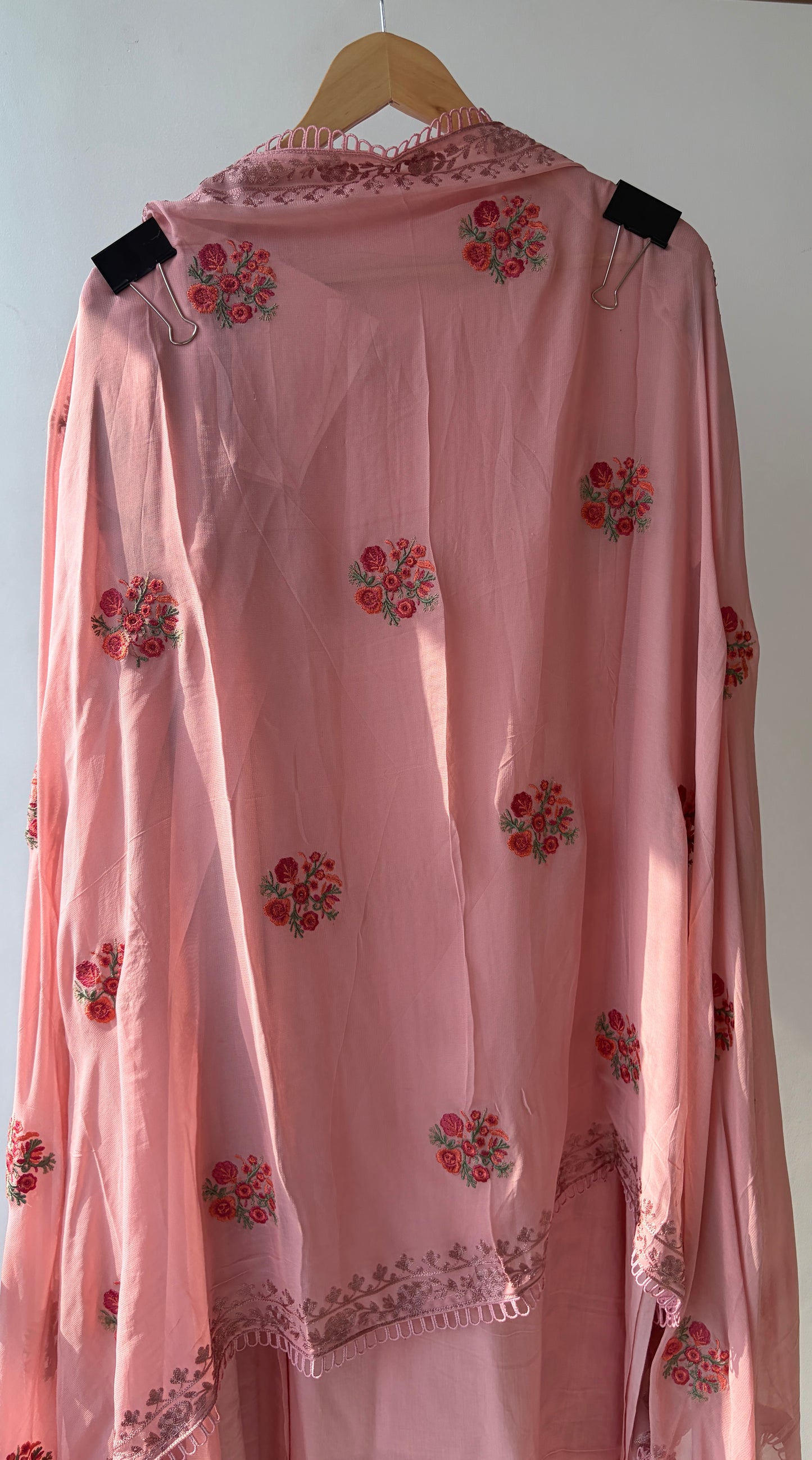 Pink Georgette Semi Stitched Suit