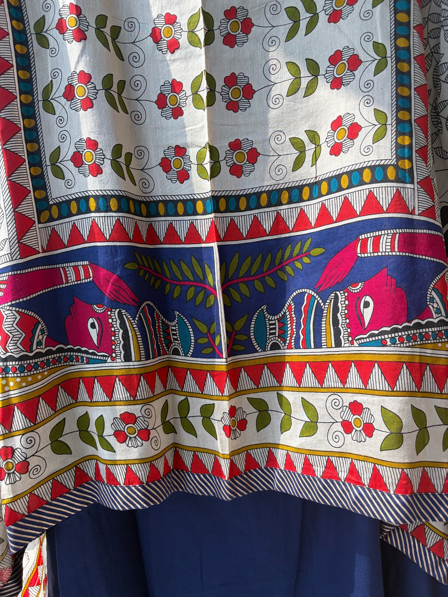 Blue Dabka Work Maheshwari Silk Semi Stitched Suit
