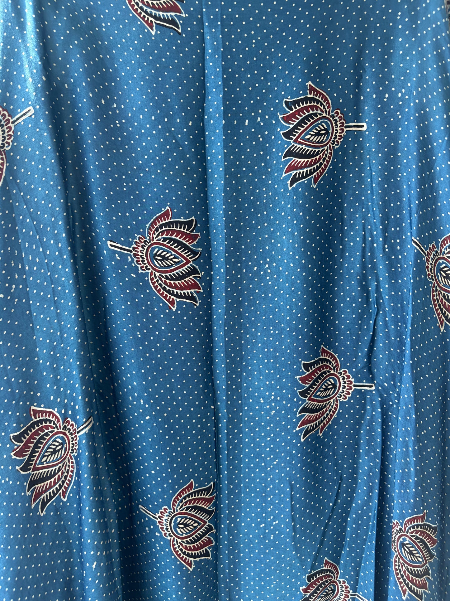 Blue Ajrak Modal Silk Unstitched Suit