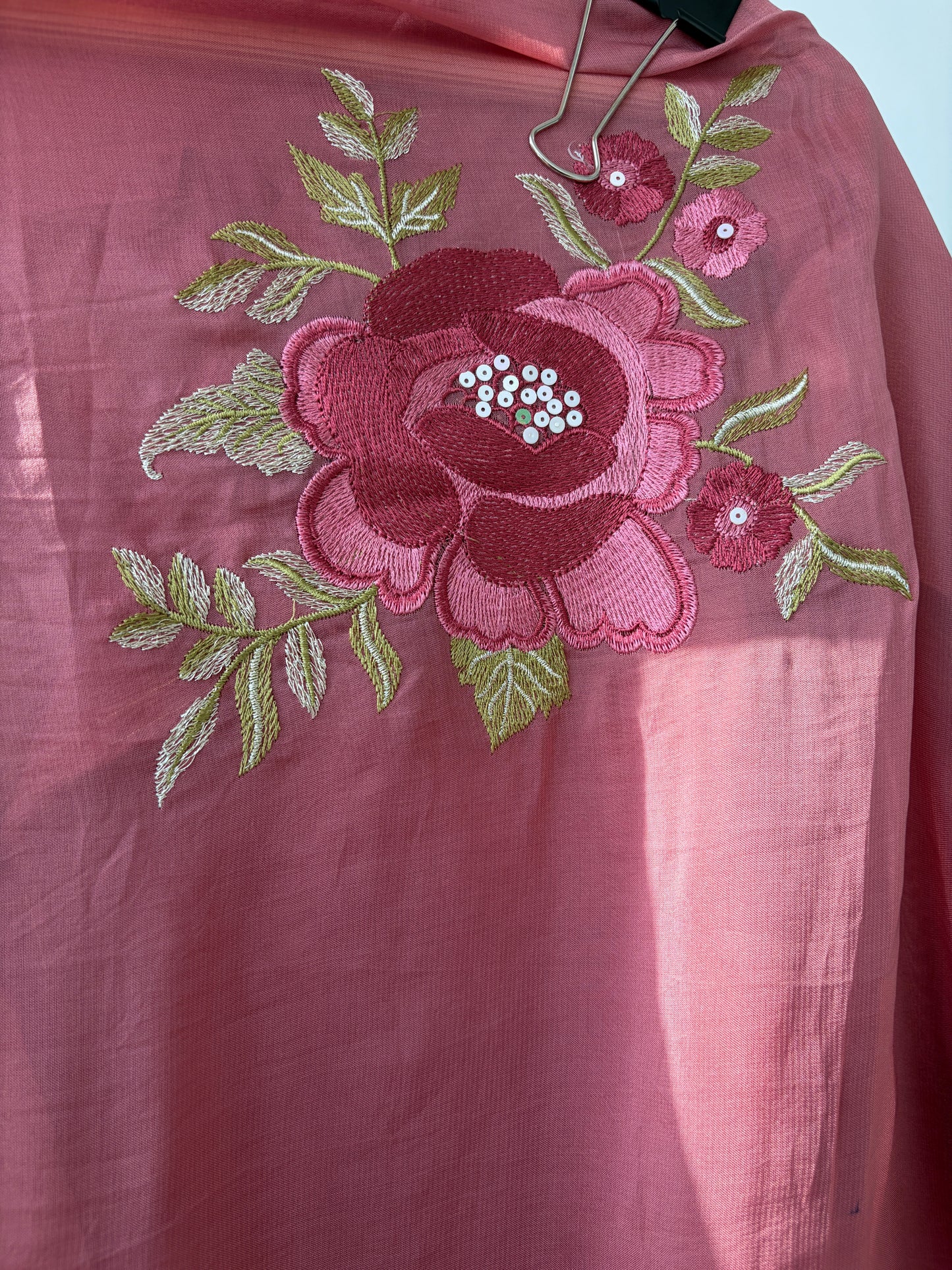 Mauve Embellished Shimmer Semi Stitched Suit