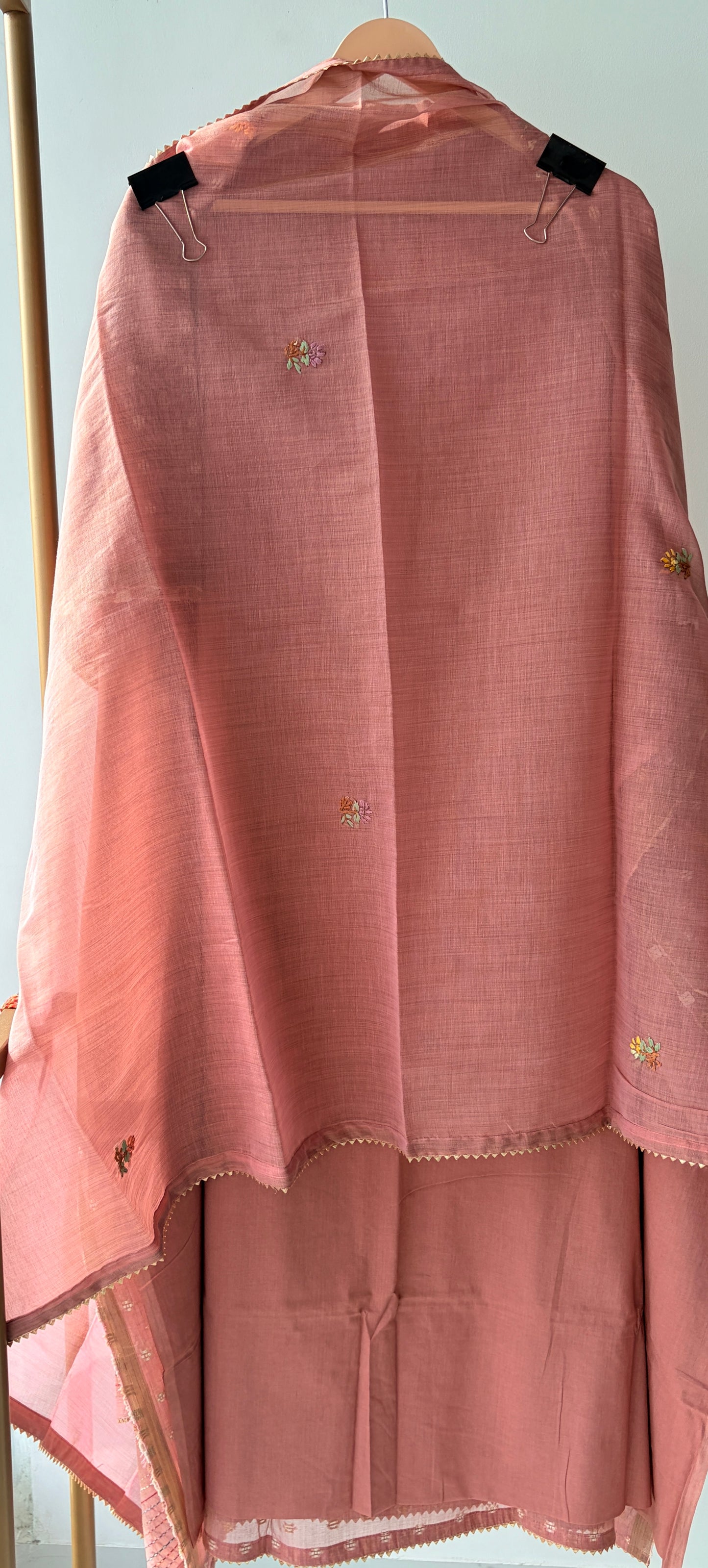 Pink Knot Chanderi Semi Stitched Suit