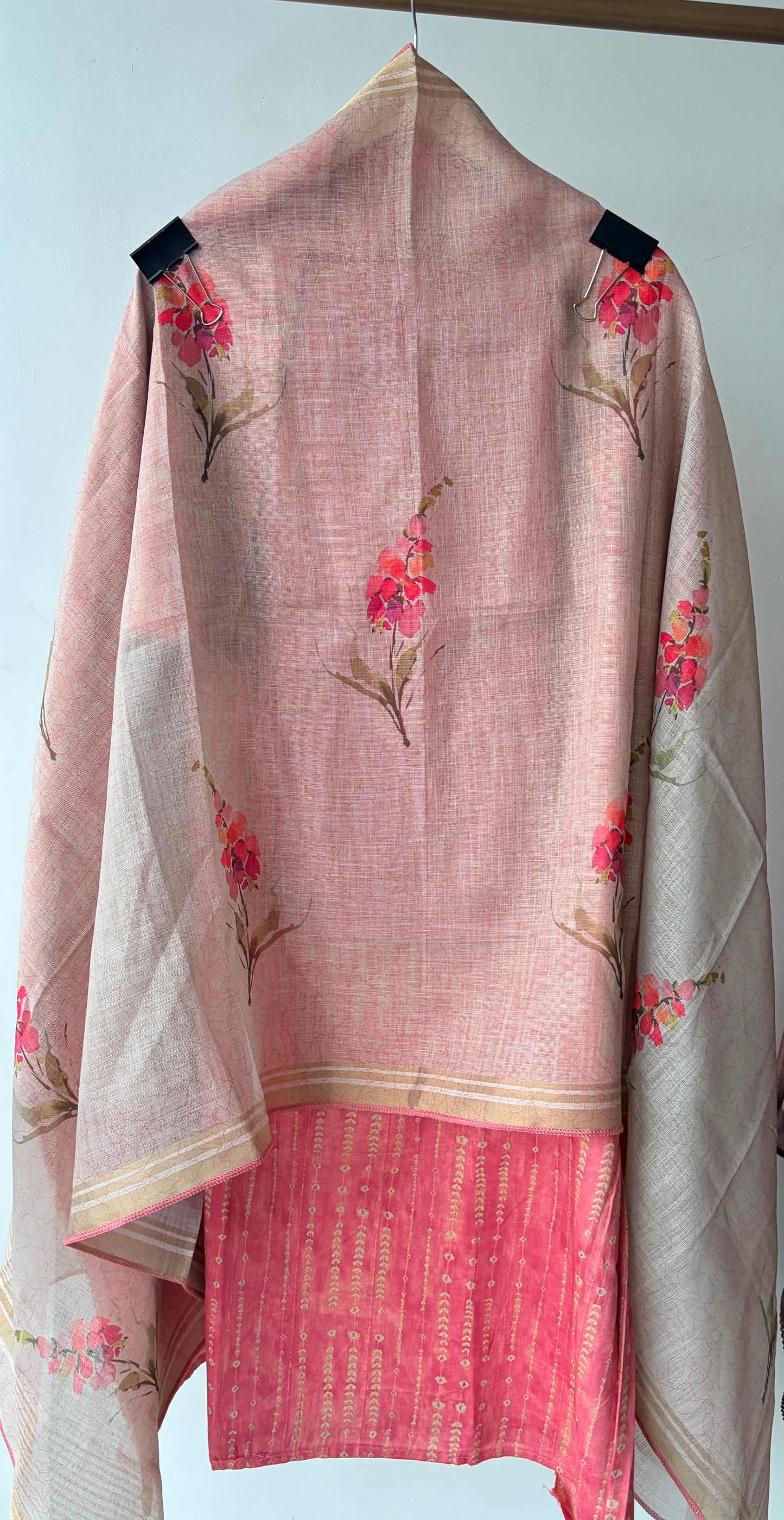 Pink Embroidered Cotton Unstitched Suit