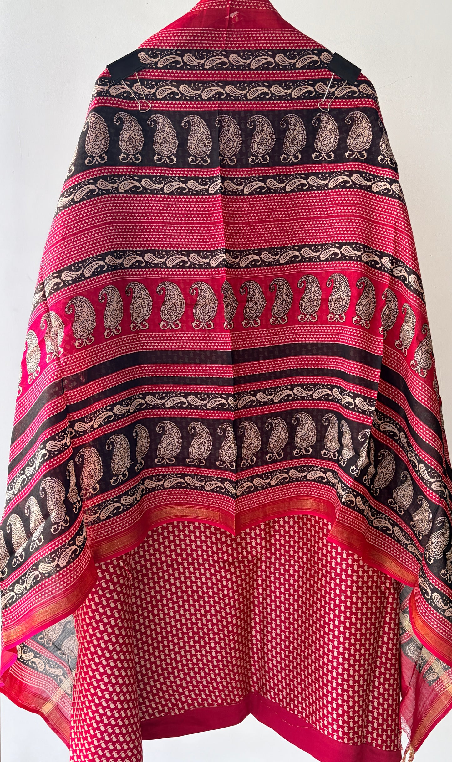Red Maheshwari Unstitched Suit