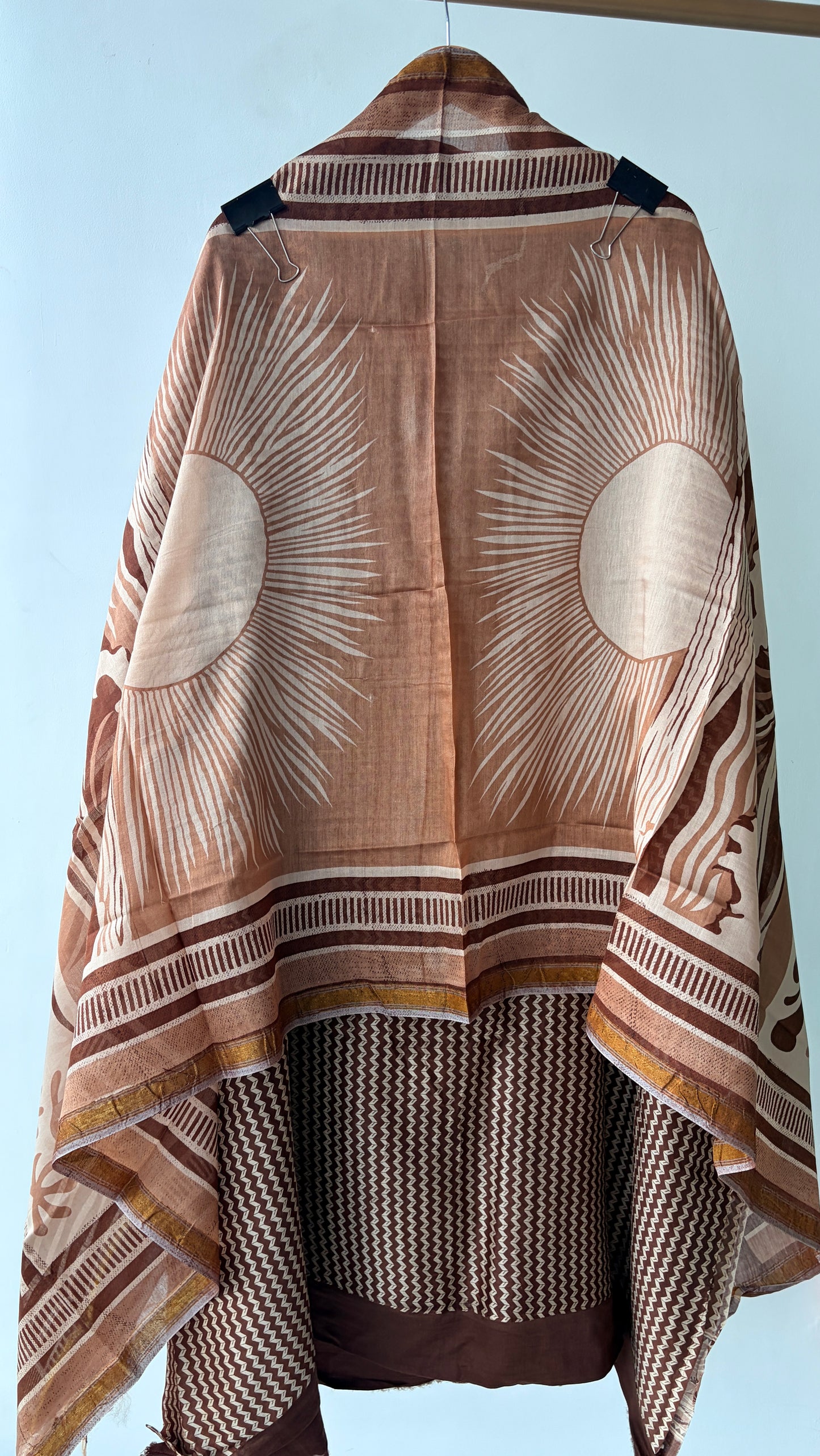 Brown Maheshwari Silk Unstitched Suit