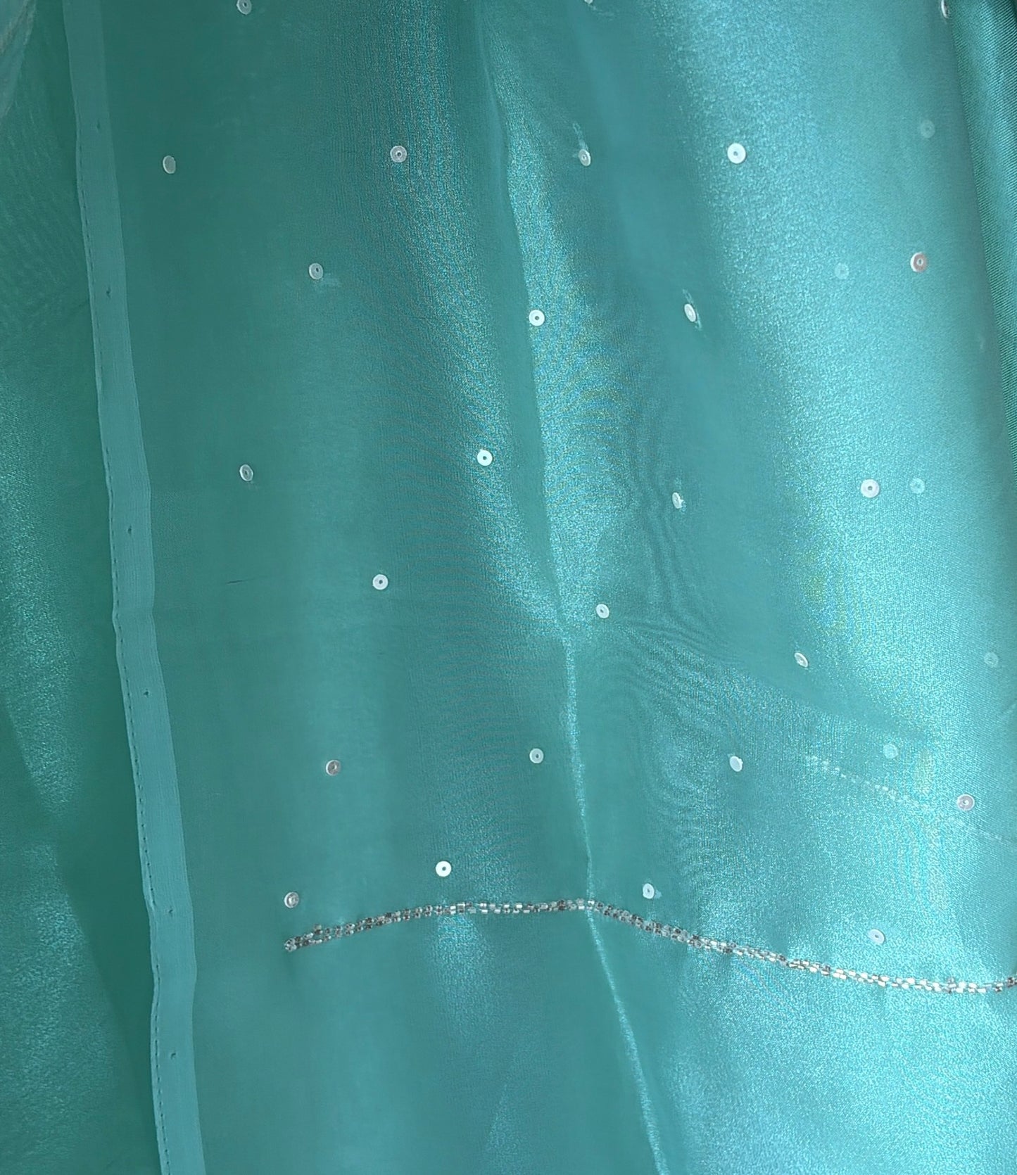 Green Embellished Tissue Semi Stitched Suit