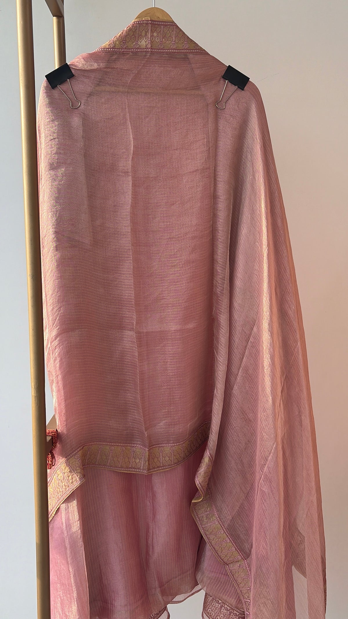 Pink Tissue Embroidered Unstitched Suit