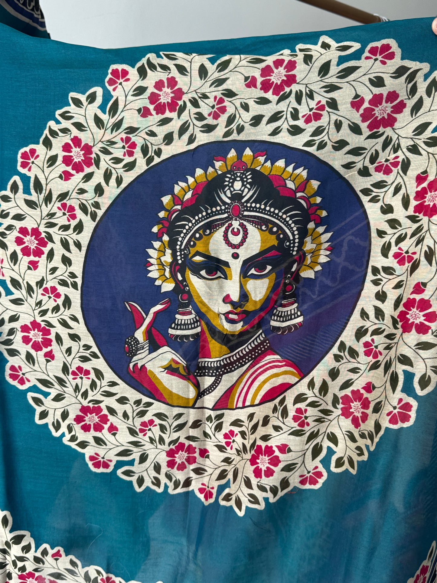 Dark Blue Dabka Work Maheshwari Silk Semi Stitched Suit