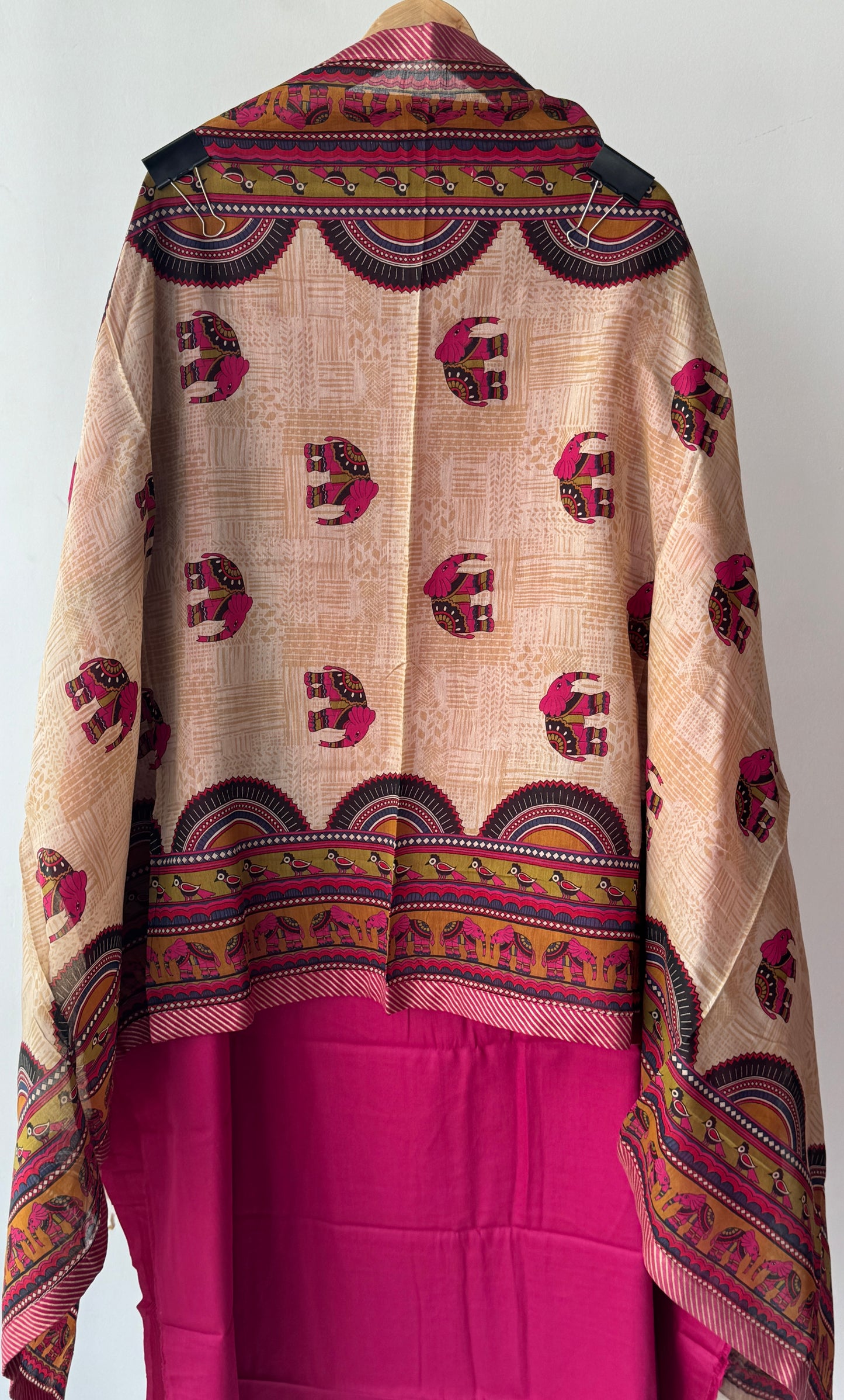 Pink Dabka Work Maheshwari Silk Semi Stitched Suit