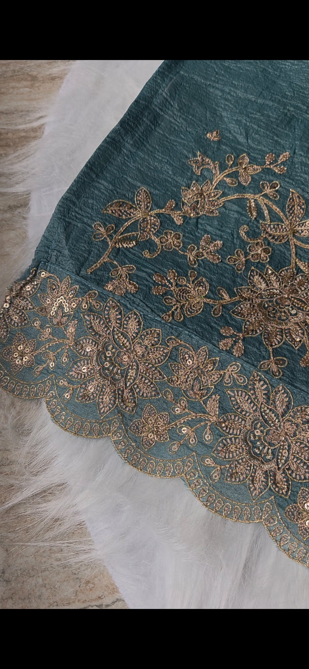 Blue Embellished Crackle Semi Stitched Suit