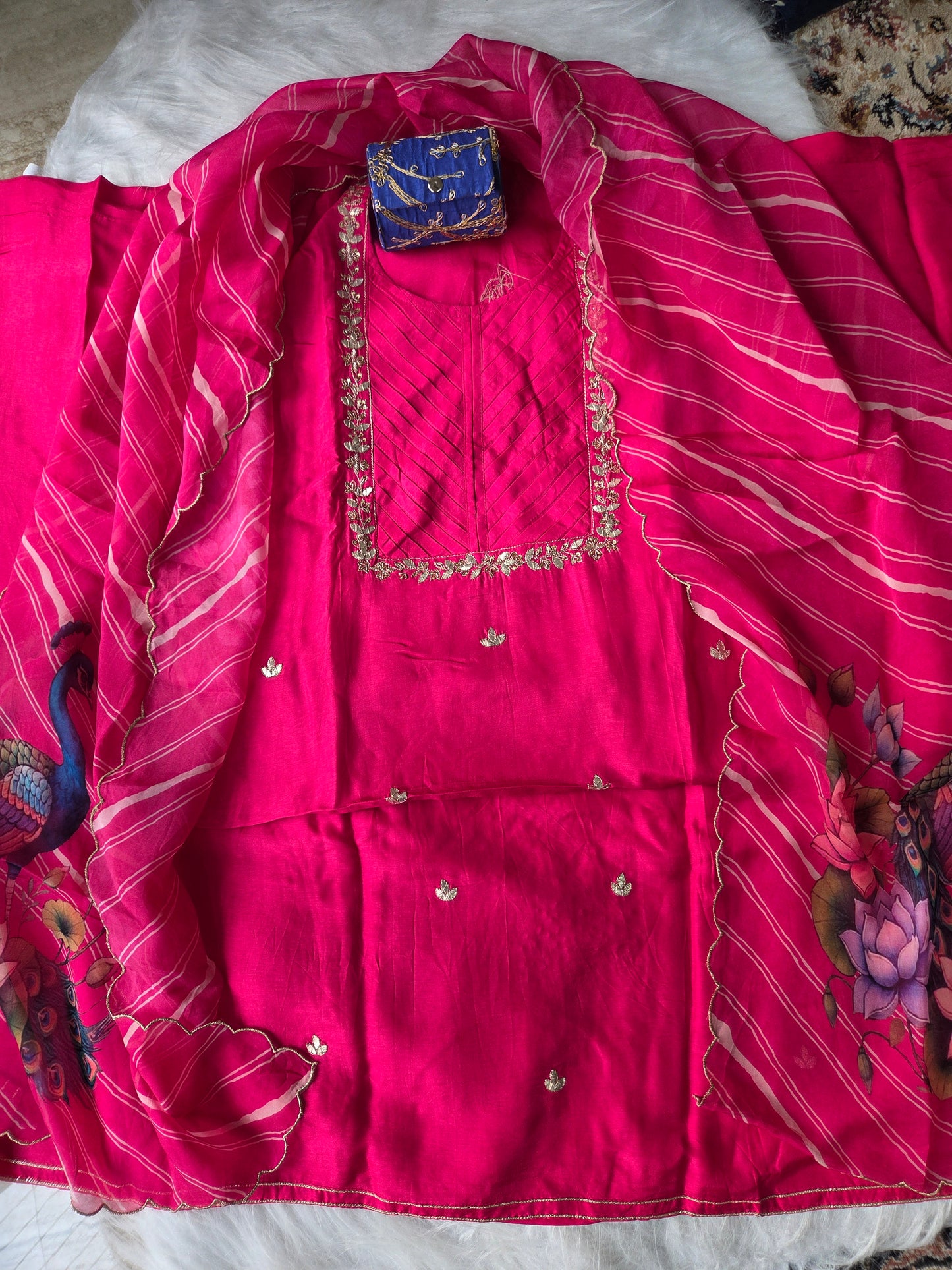 Pink Peacock Silk Semi Stitched Suit
