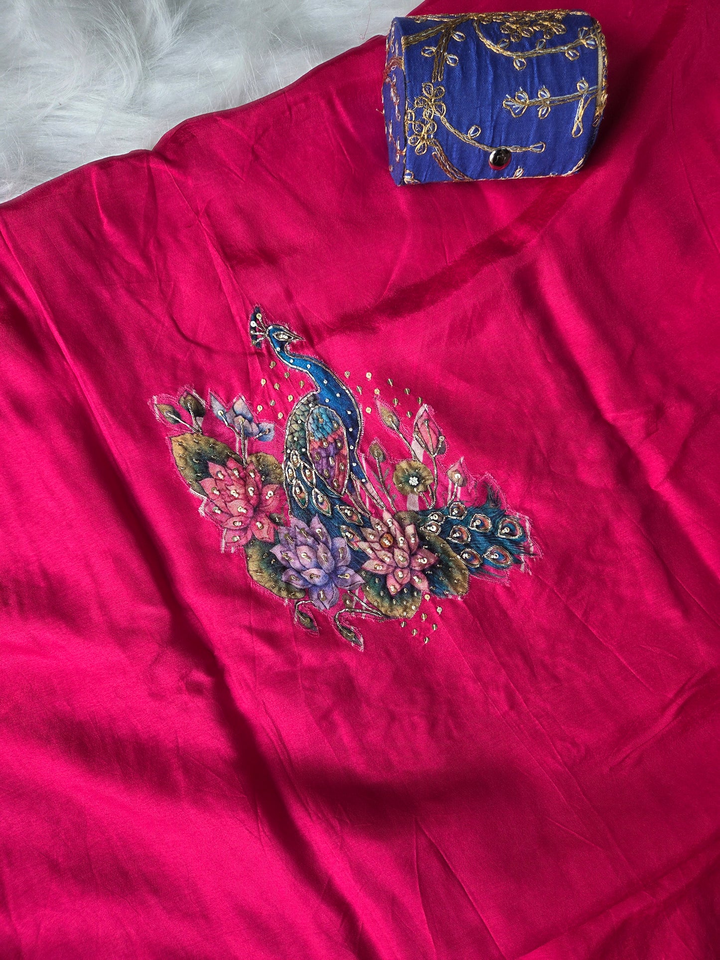 Pink Peacock Silk Semi Stitched Suit