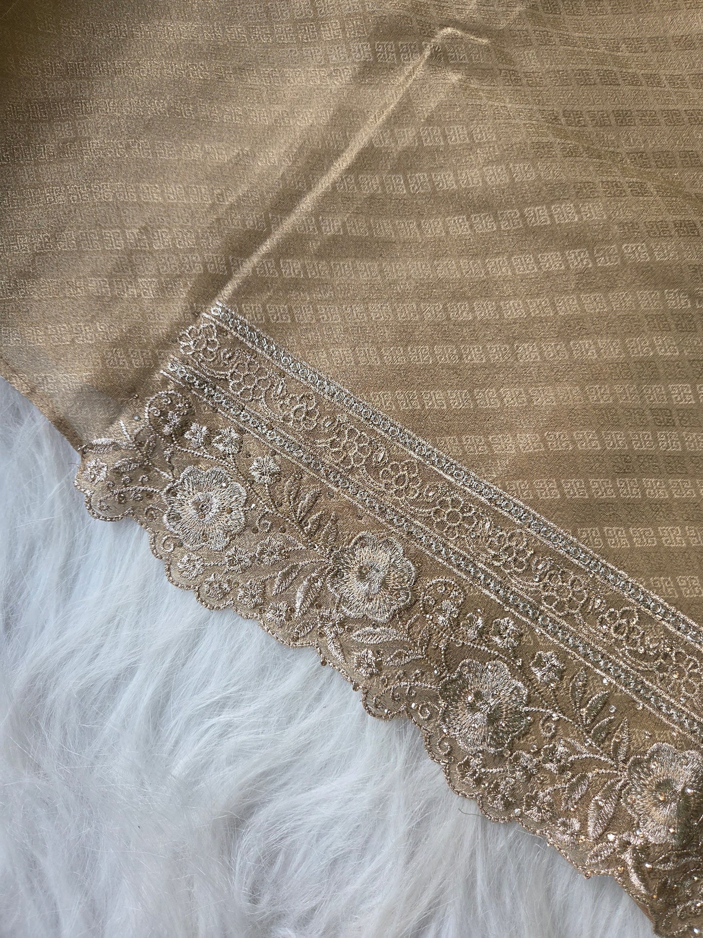 Brown Zari Banarasi Semi Stitched Suit