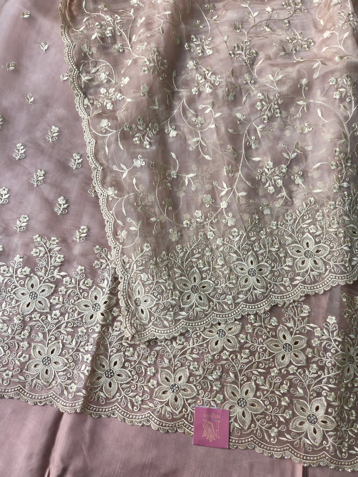 Pink Burberry Semi Stitched Suit