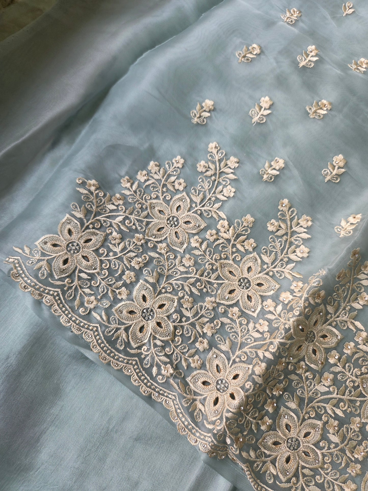 Blue Burberry Unstitched Dress Material