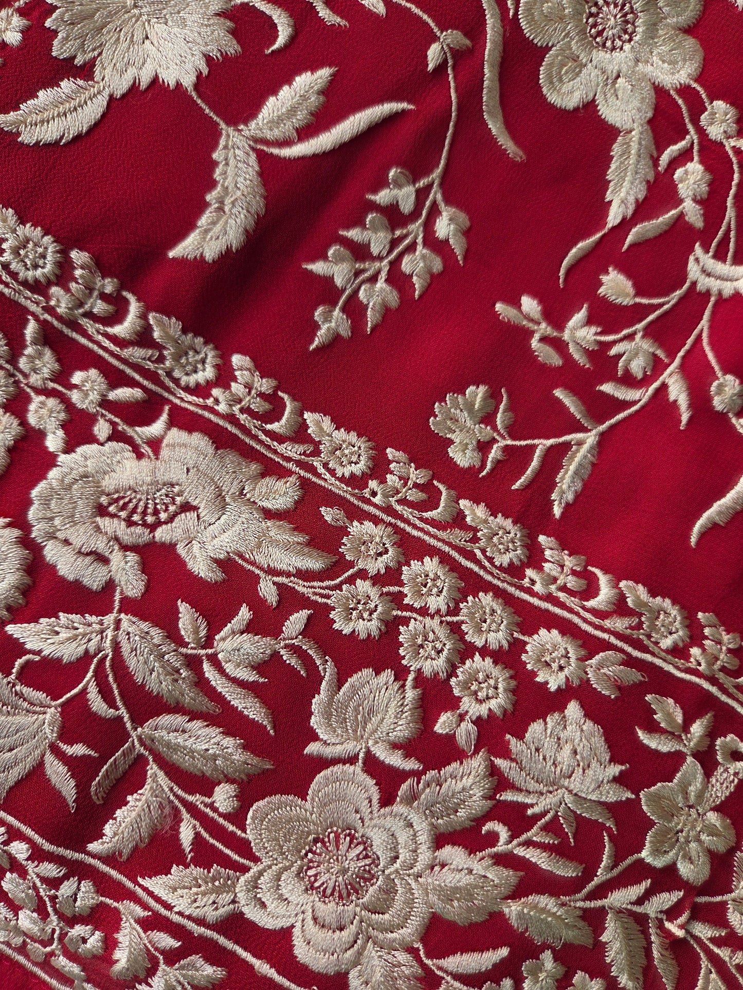 Red Parsi Georgette Semi Stitched Suit