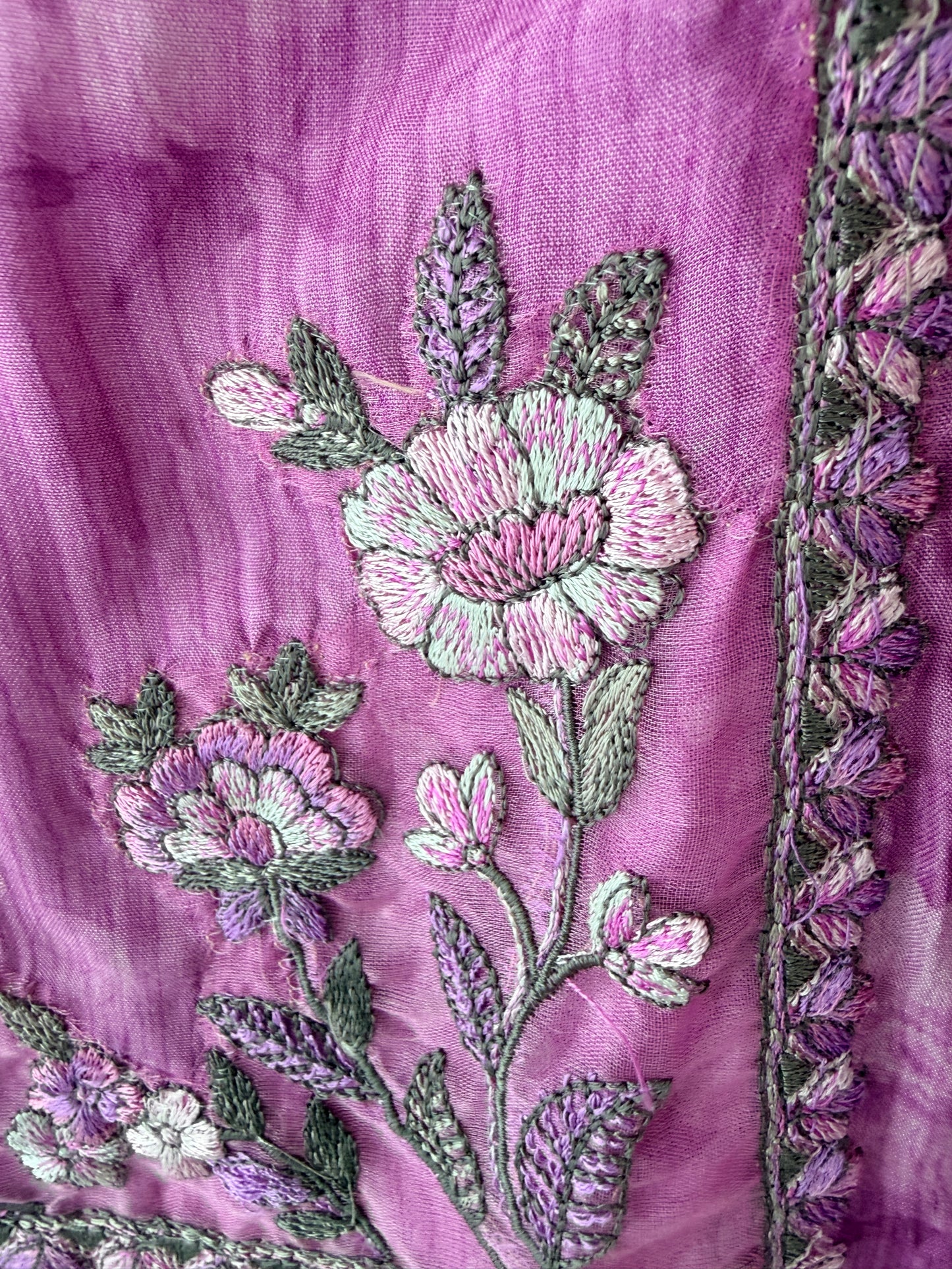 Pink Muslin Patch Work Unstitched Suit