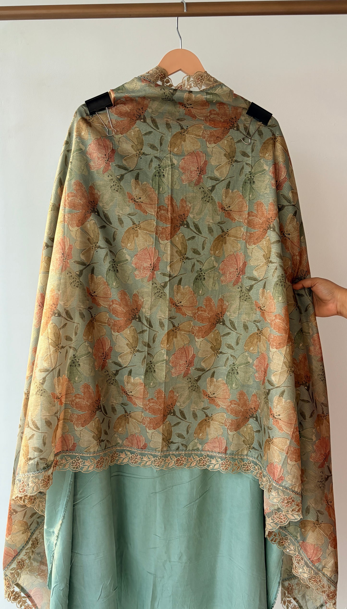 Green Banarasi Butti Semi Stitched Suit