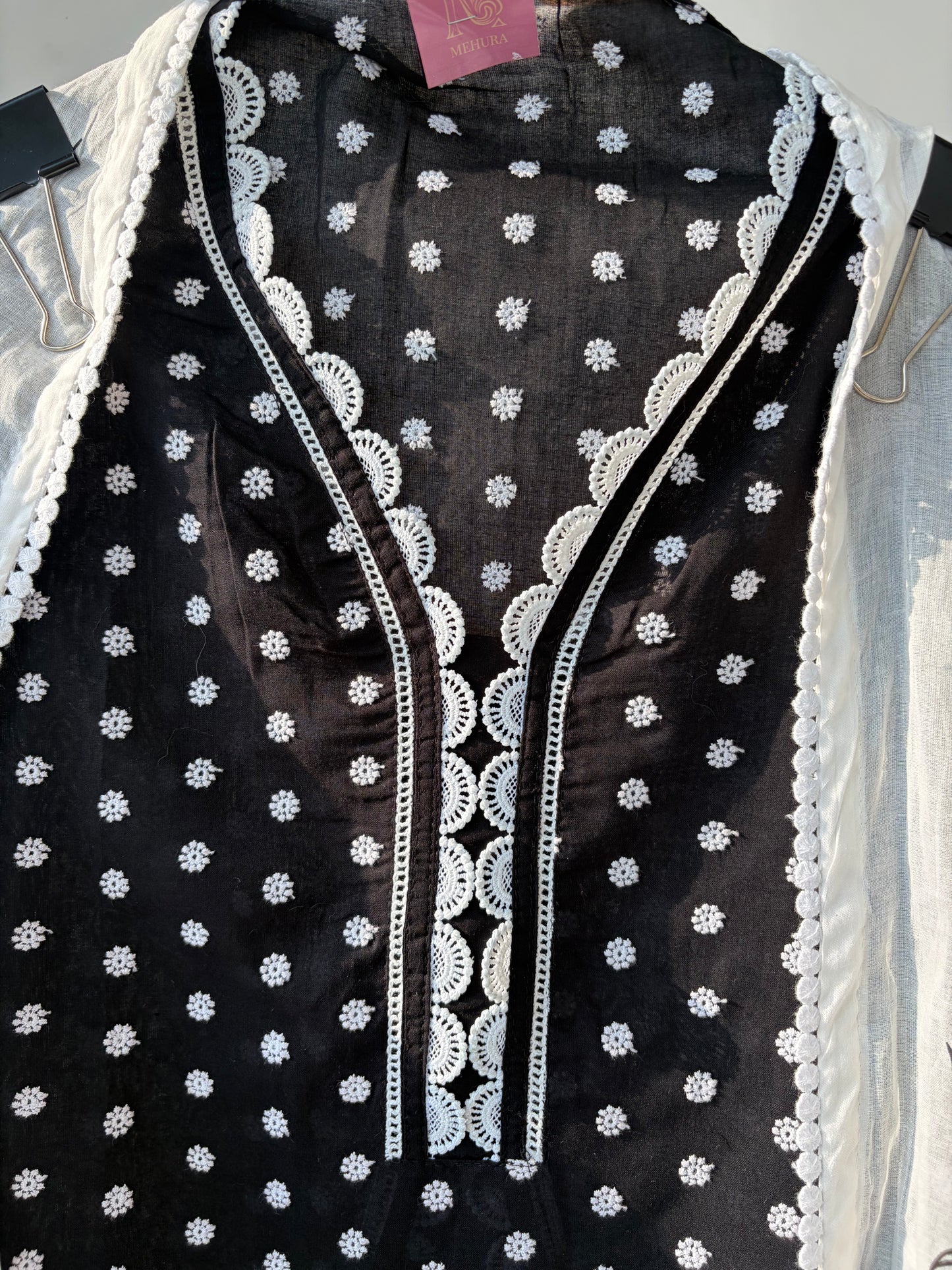 Black Cotton Semi Stitched