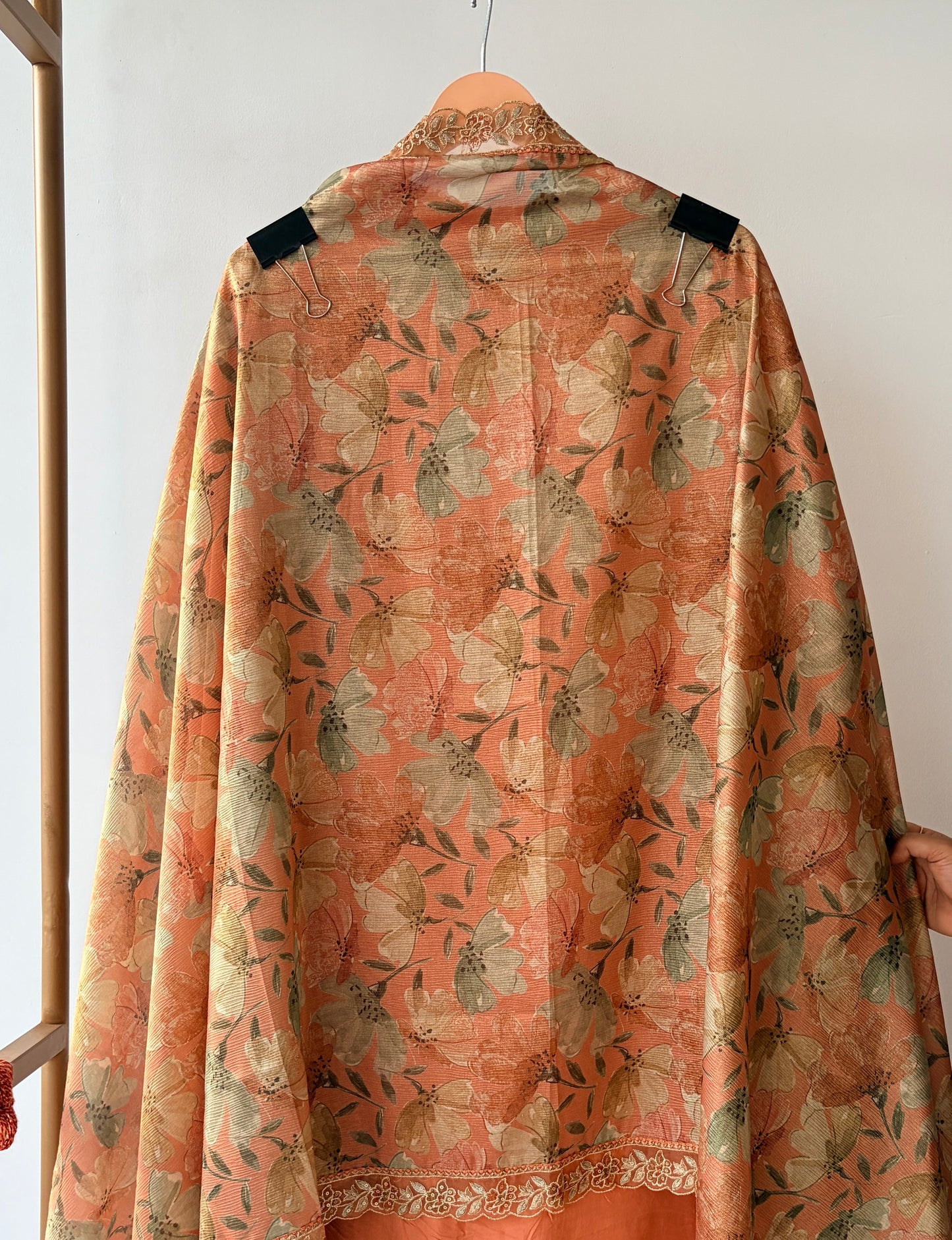 Peach Banarasi Butti Semi Stitched Suit