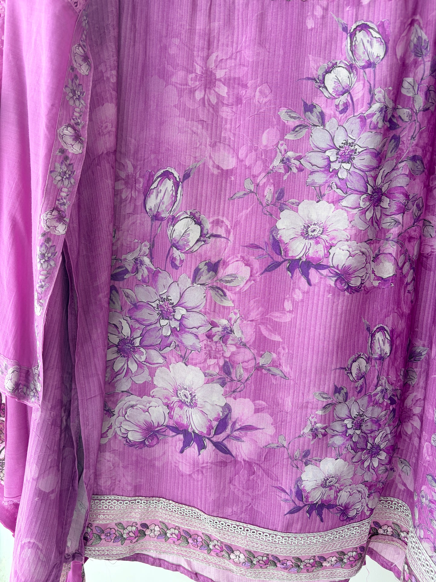Pink Muslin Patch Work Unstitched Suit