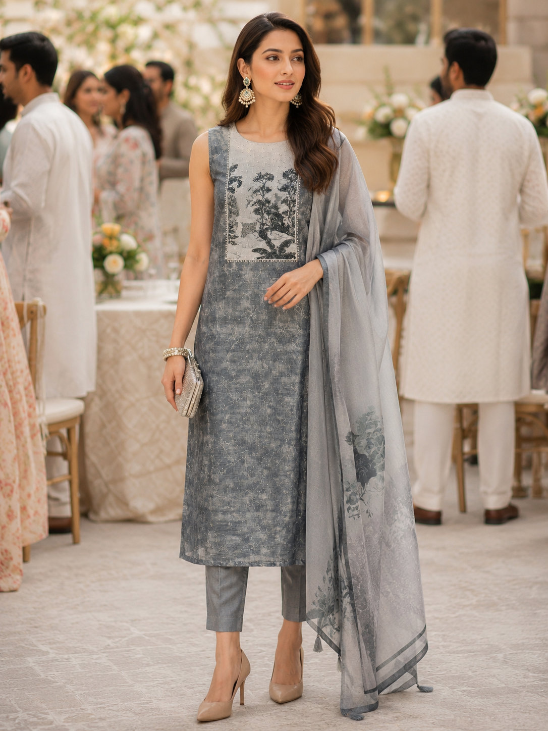 Grey Shimmer Unstitched Suit