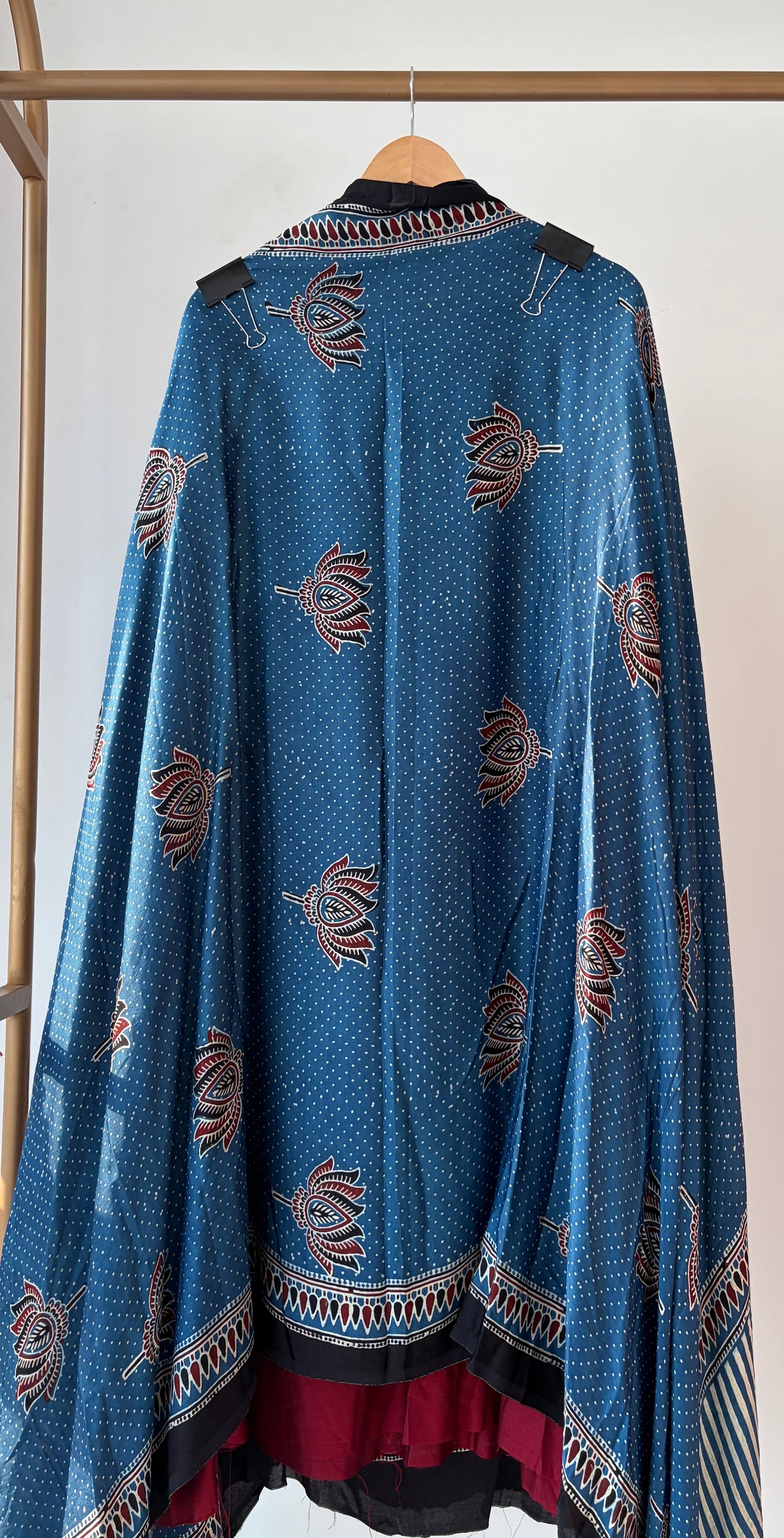 Blue Ajrak Modal Silk Unstitched Suit