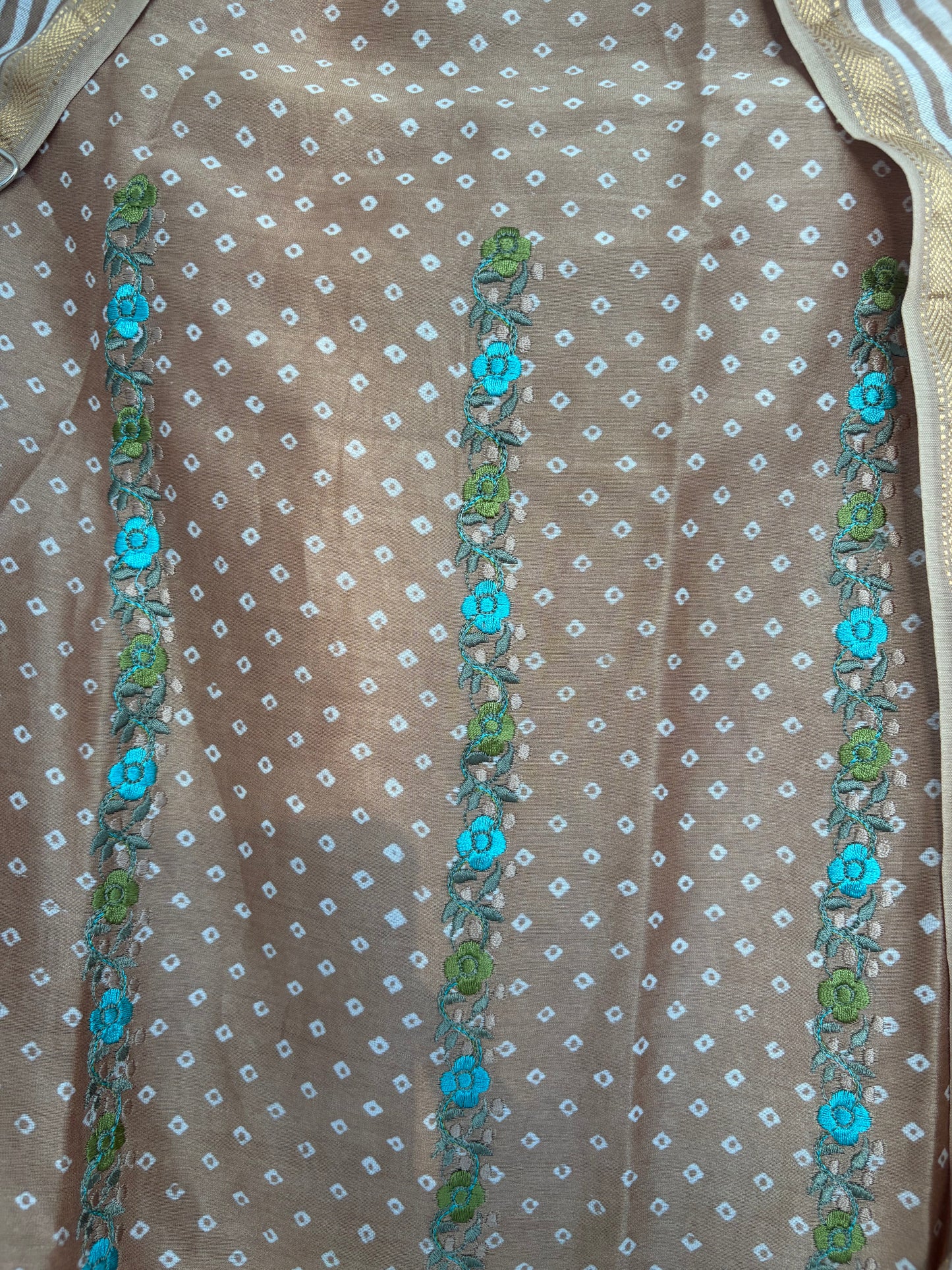 Brown Bandhan Maheshwari Silk Unstitched Suit