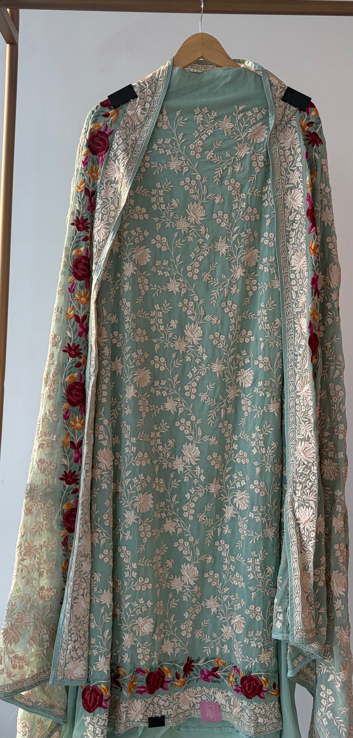 Green Parsi Georgette Semi Stitched Suit