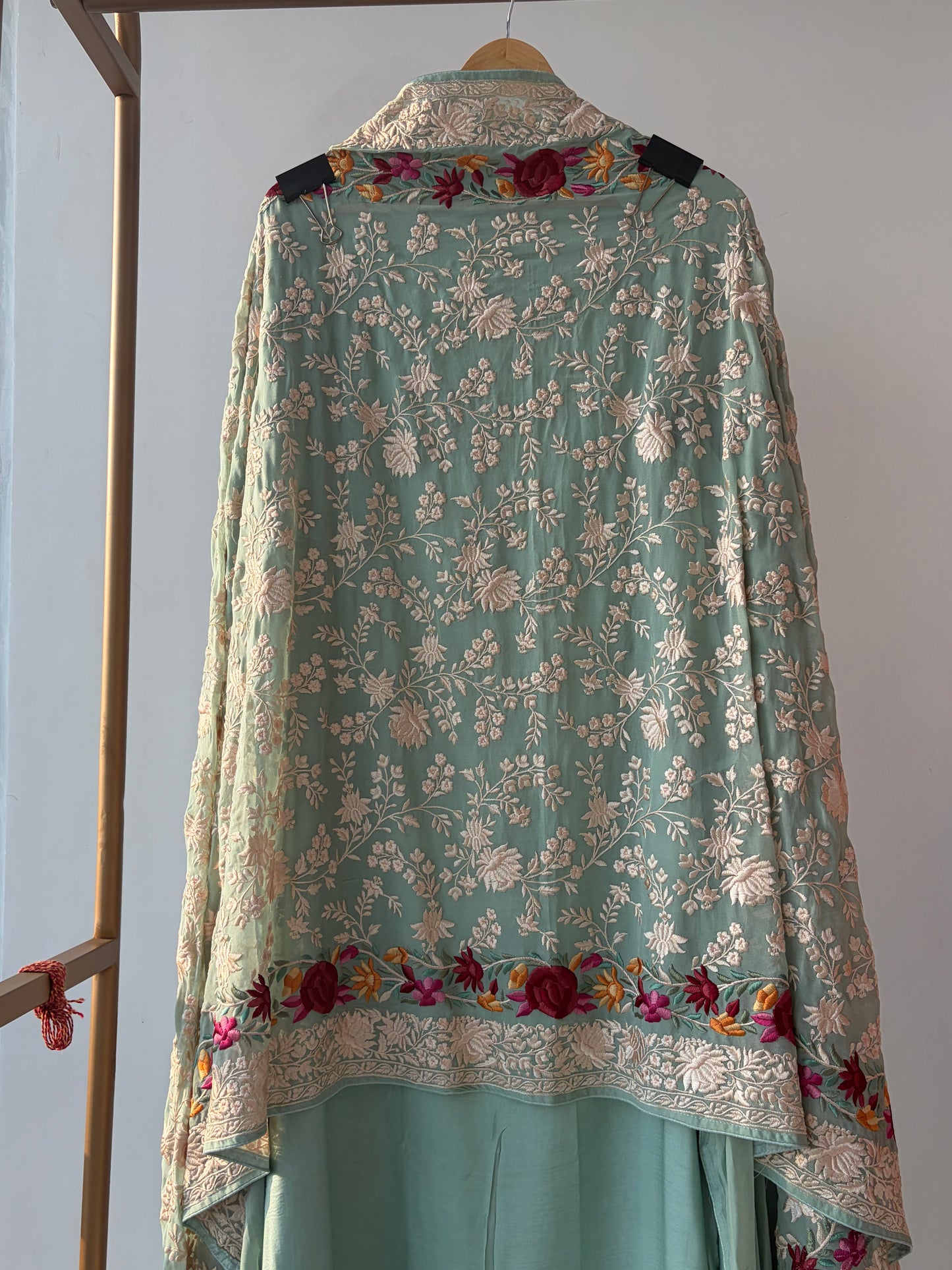 Green Parsi Georgette Semi Stitched Suit