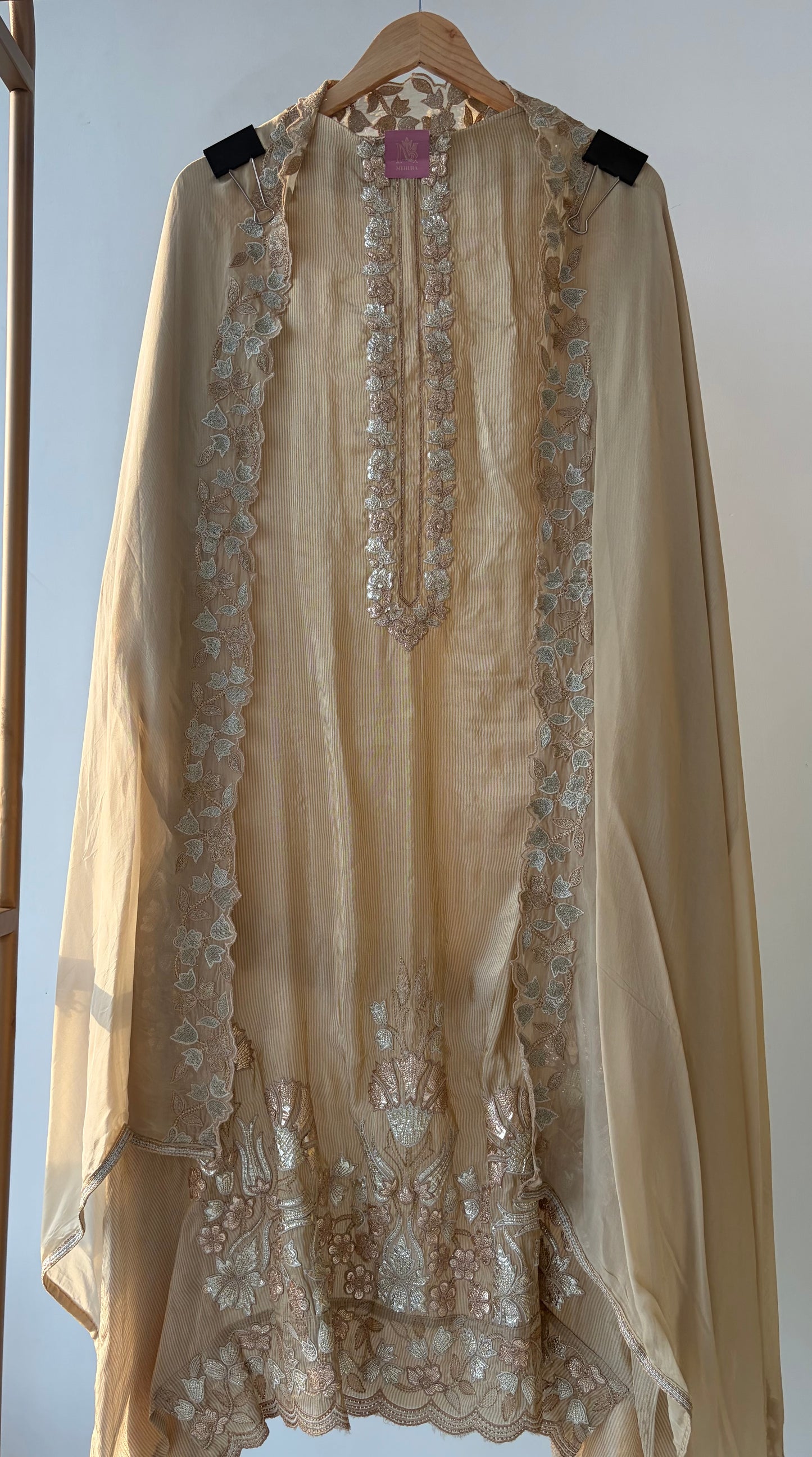 Zari Metallic Foil Shimmer Semi Stitched Suit