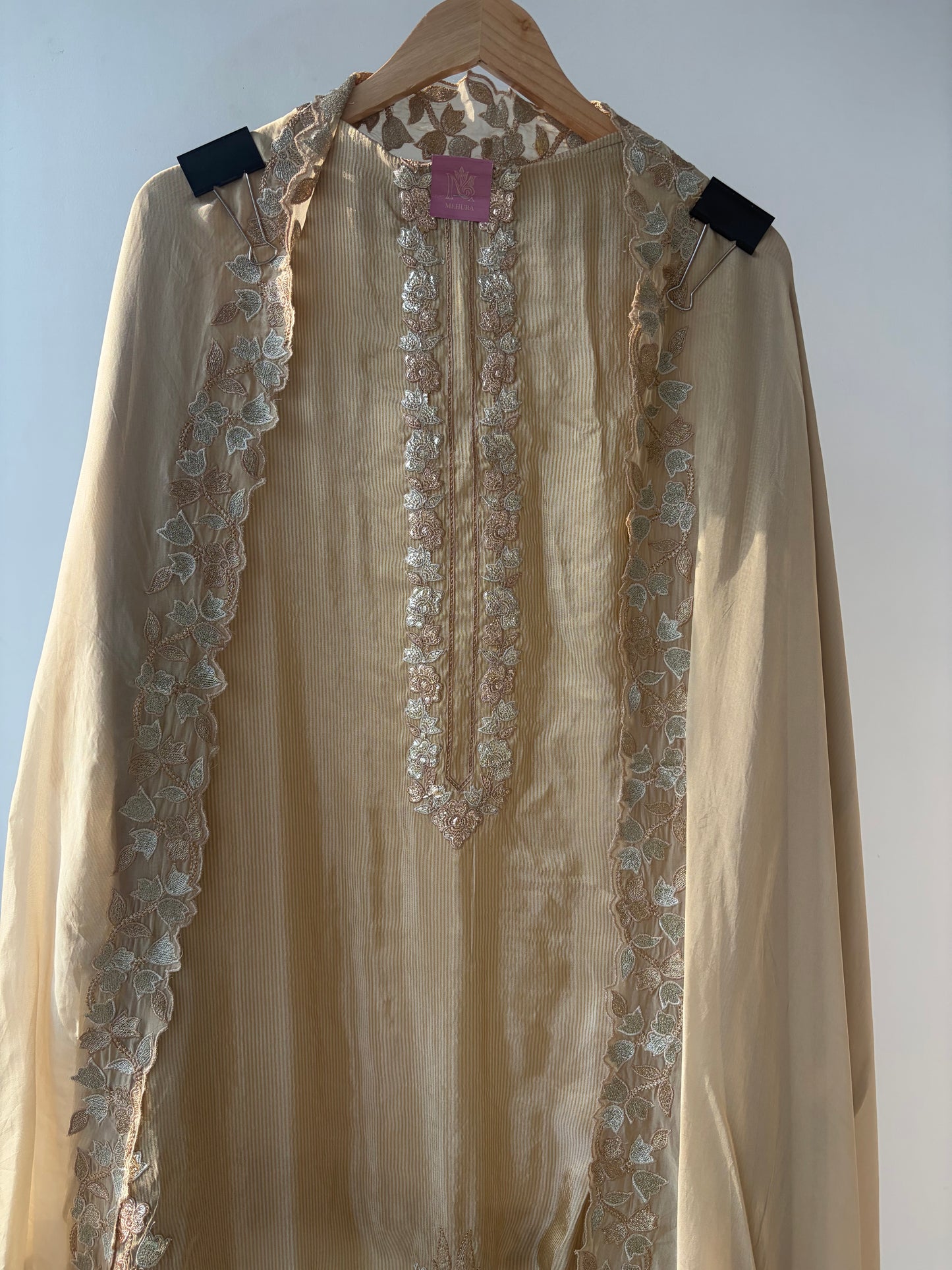Zari Metallic Foil Shimmer Semi Stitched Suit