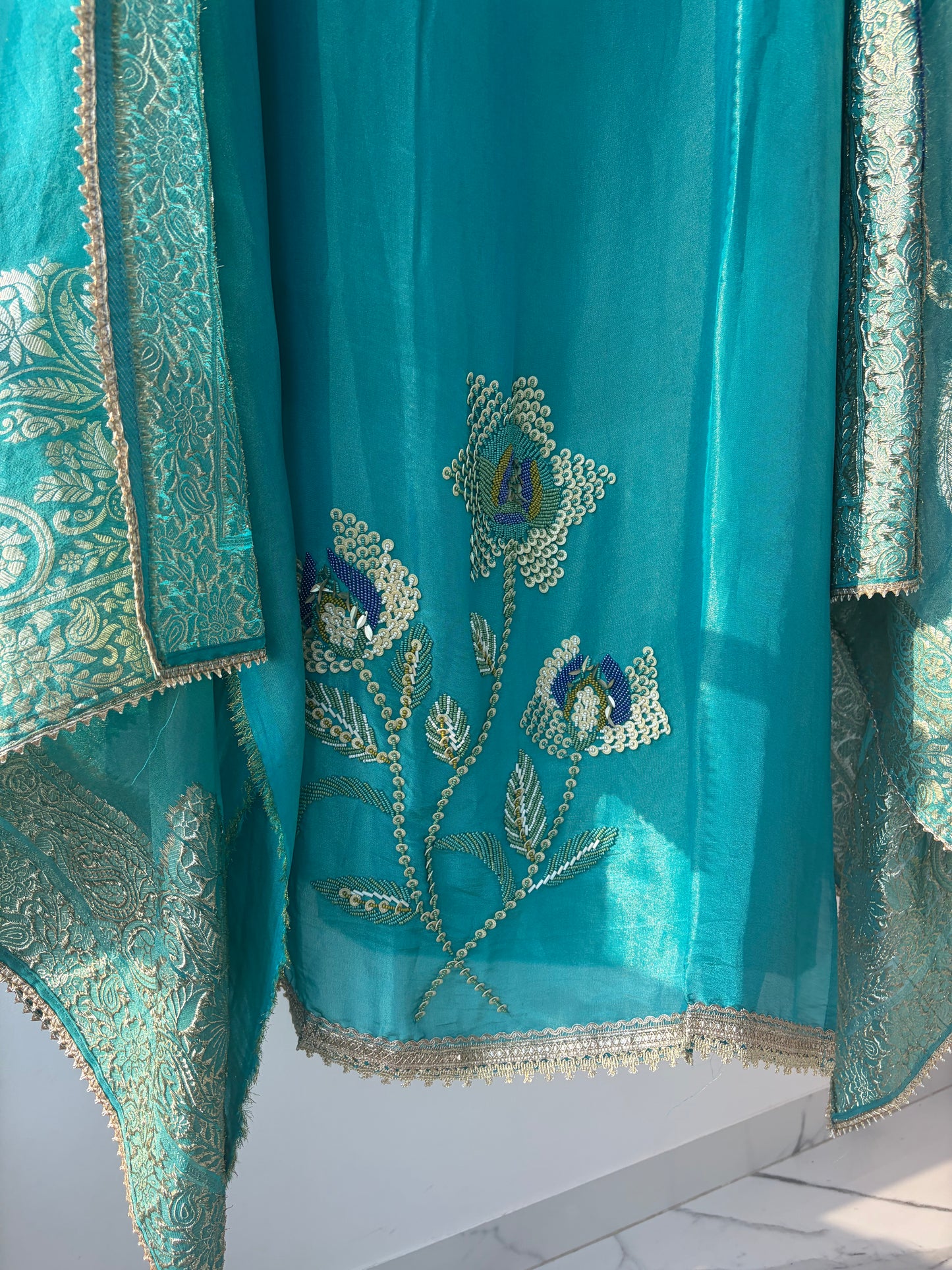 Pearl Banarasi Shimmer Semi Stitched Suit