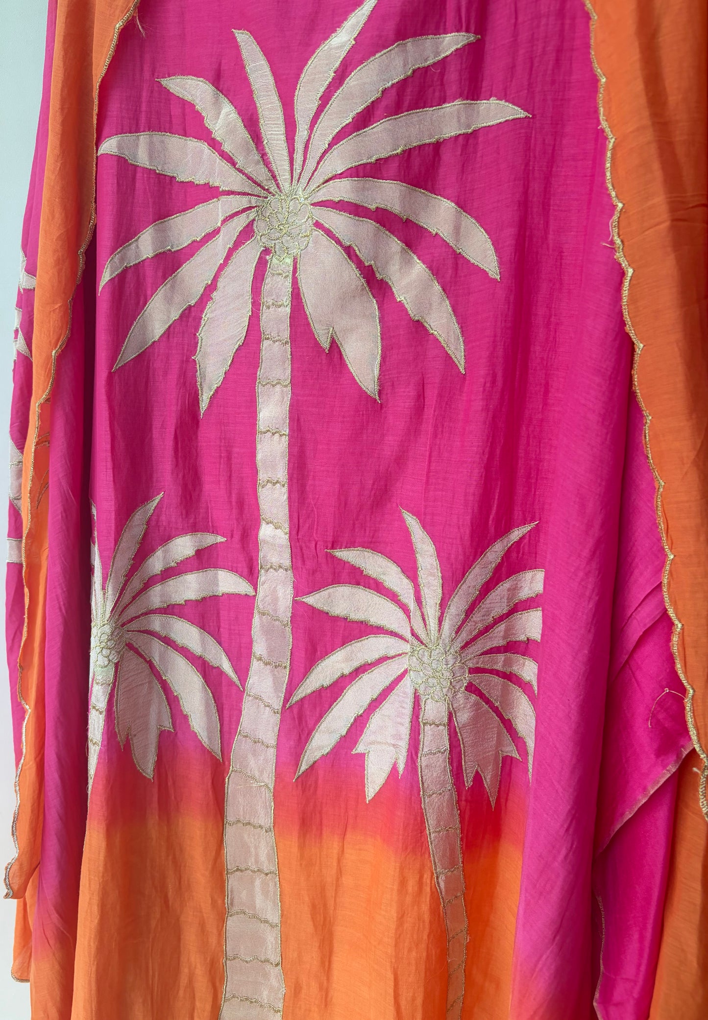 Pink Applique Mulmul Semi Stitched Suit