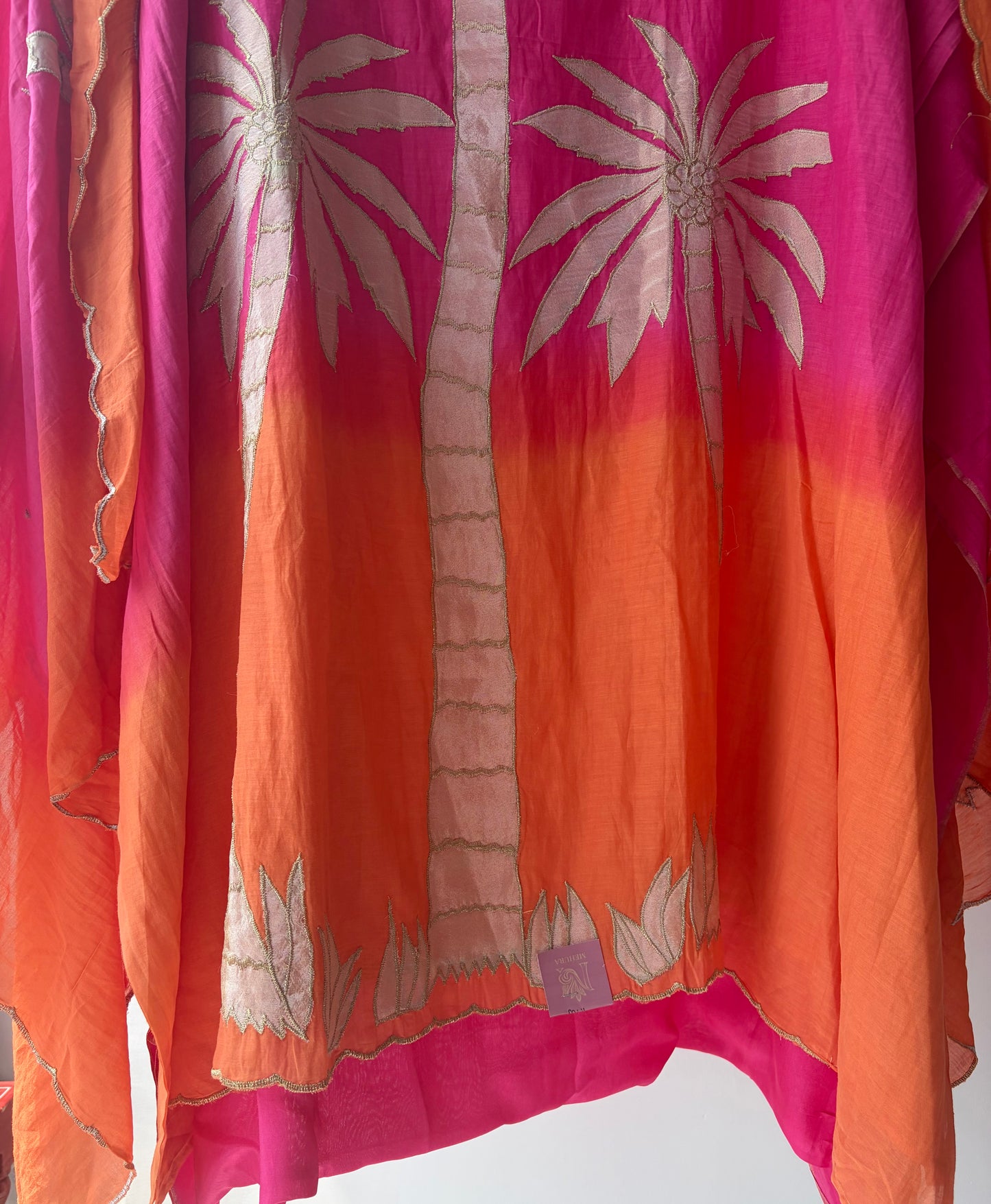 Pink Applique Mulmul Semi Stitched Suit