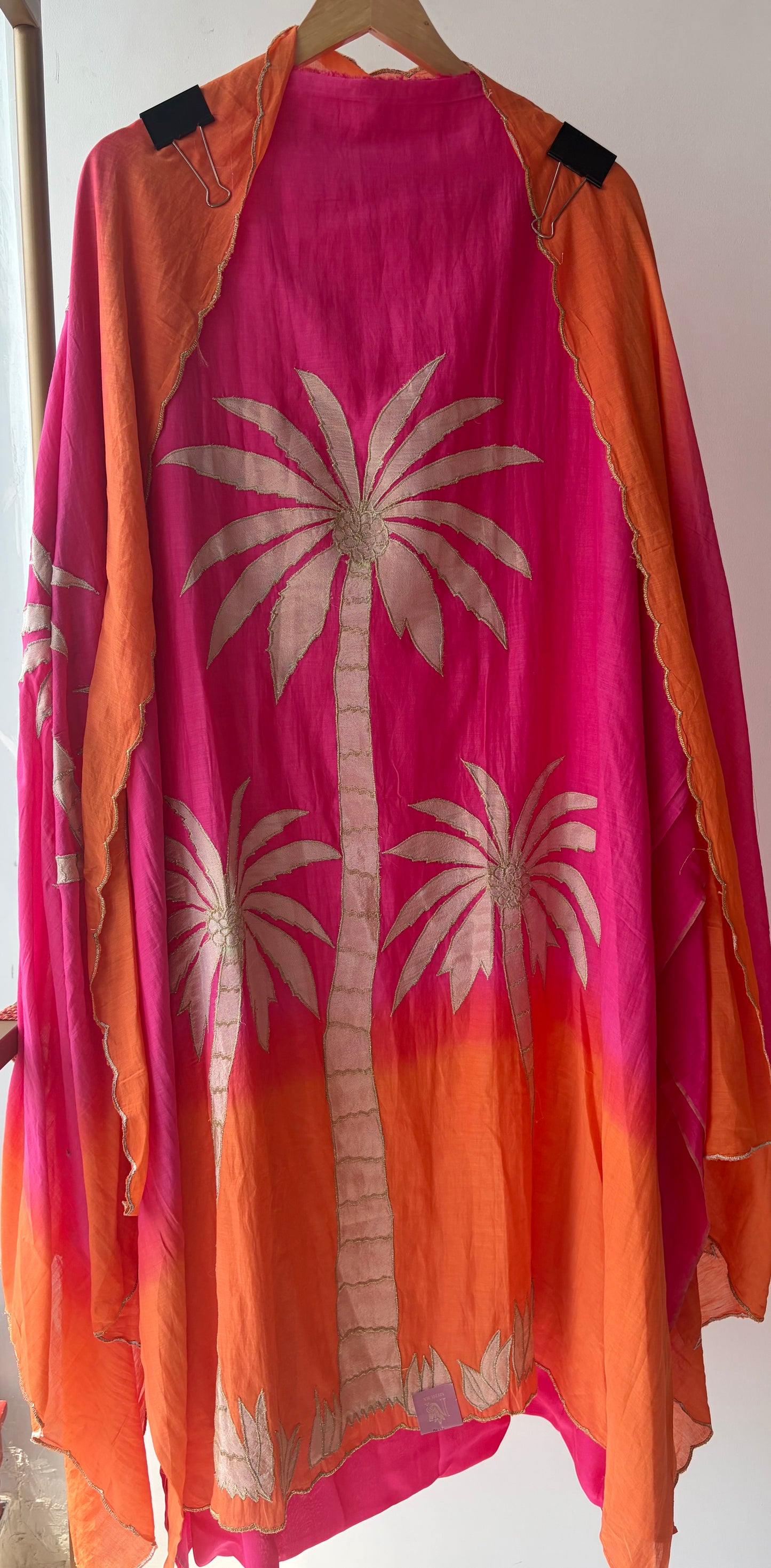 Pink Applique Mulmul Semi Stitched Suit