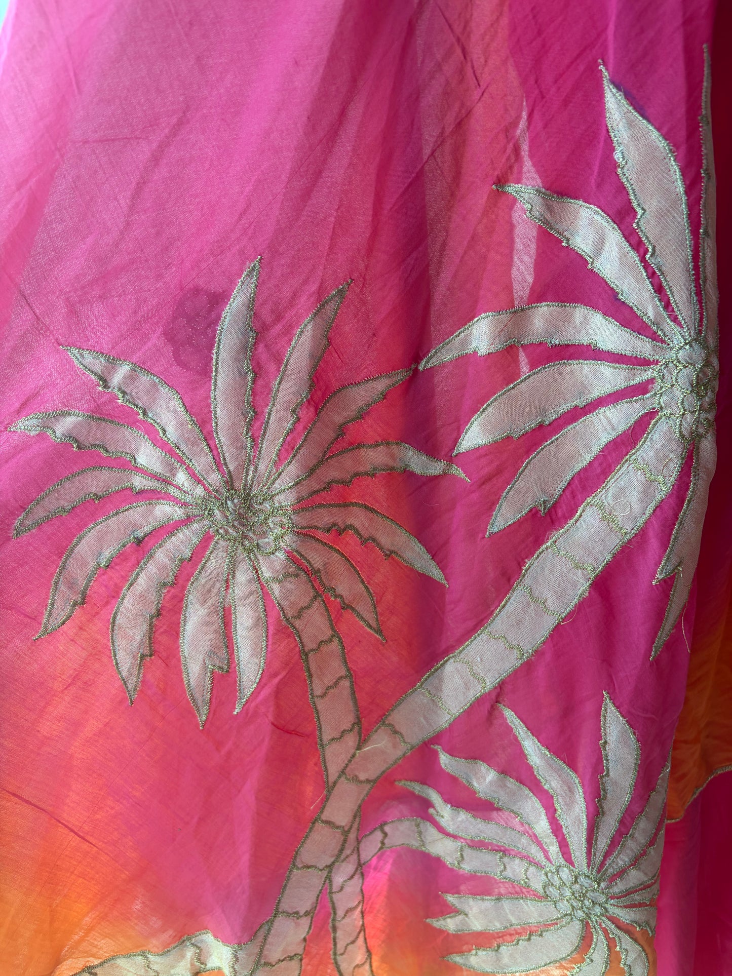 Pink Applique Mulmul Semi Stitched Suit