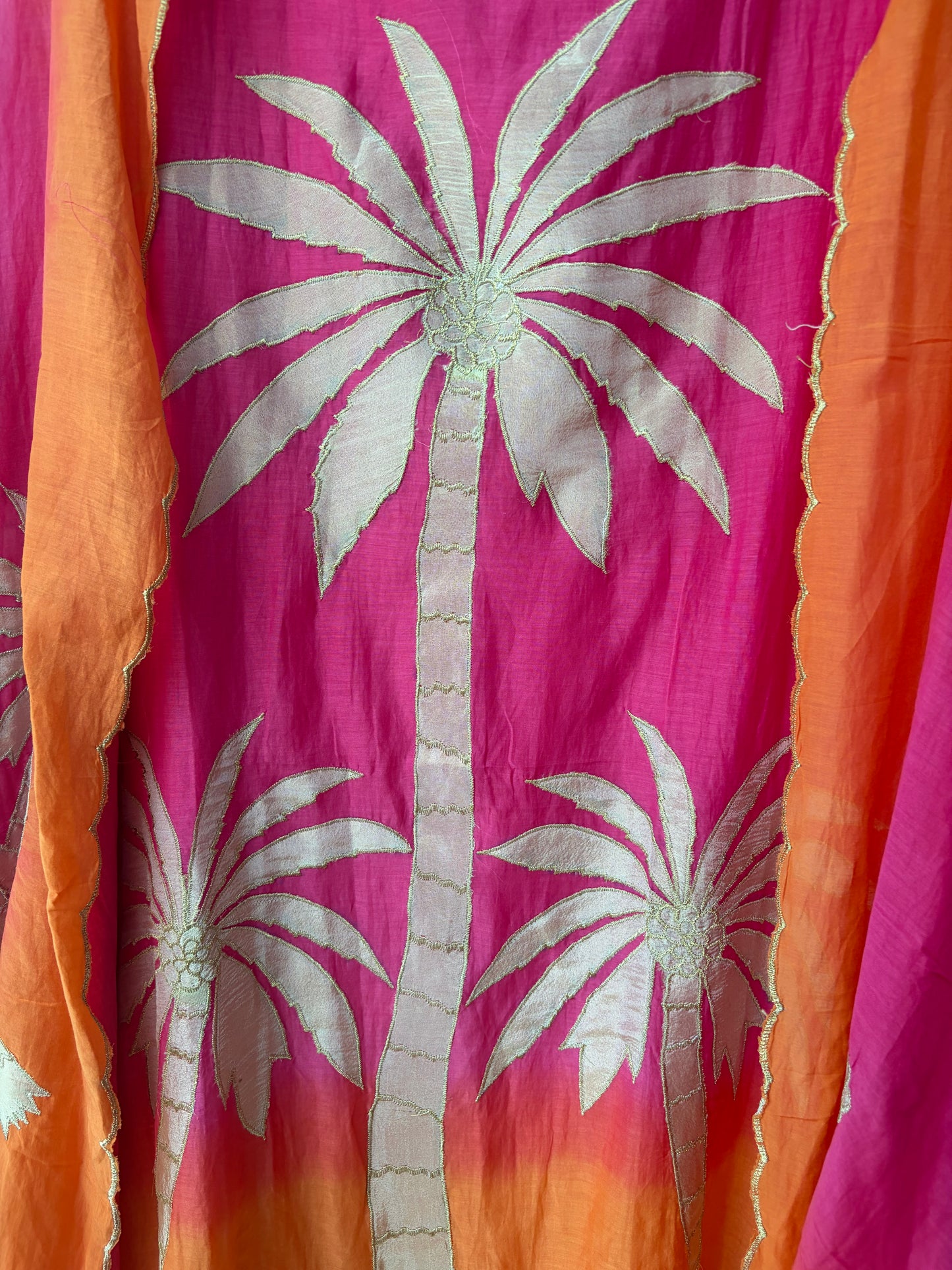 Pink Applique Mulmul Semi Stitched Suit