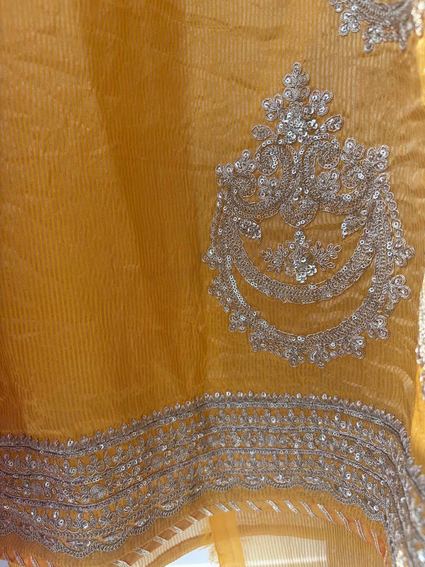 Yellow Zari Shimmer Semi Stitched Suit