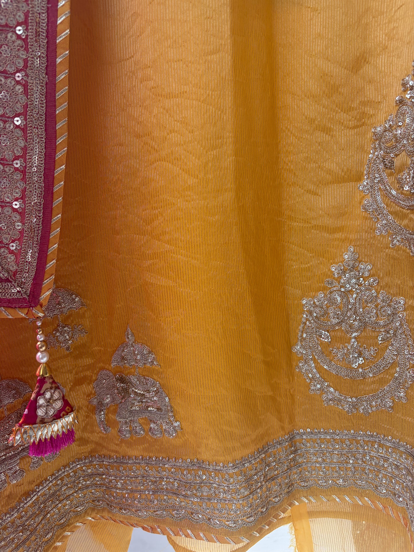 Yellow Zari Shimmer Semi Stitched Suit