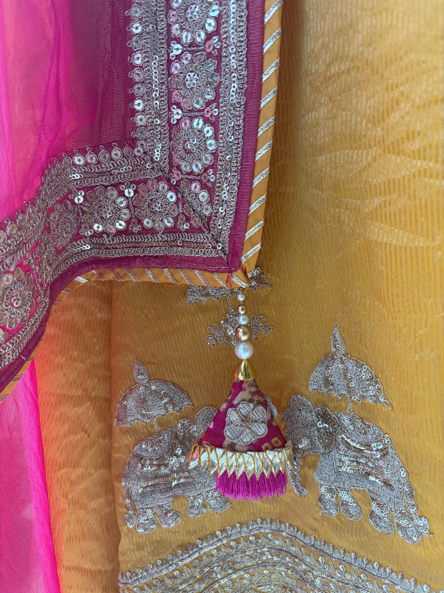 Yellow Zari Shimmer Semi Stitched Suit
