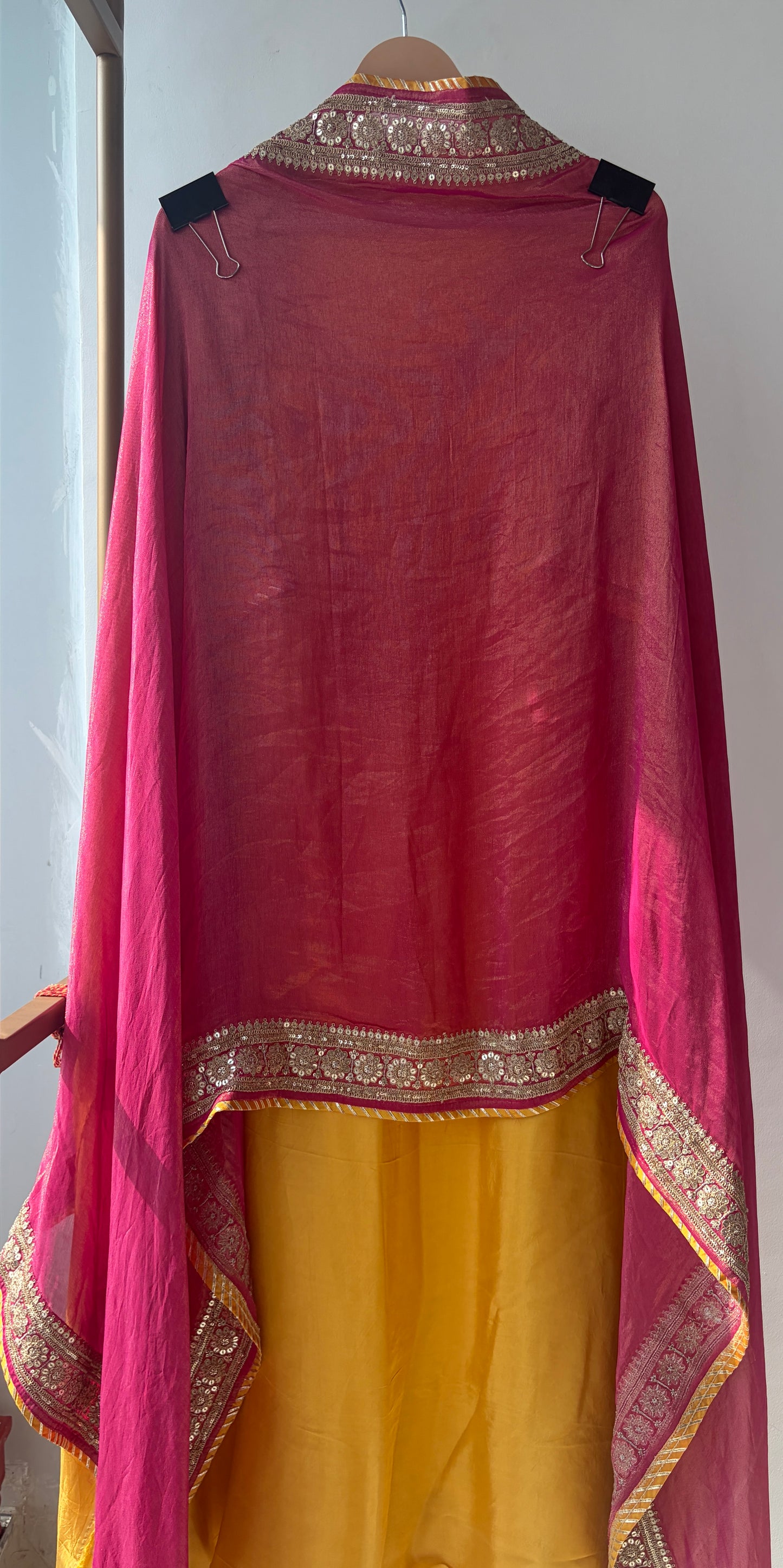 Yellow Zari Shimmer Semi Stitched Suit