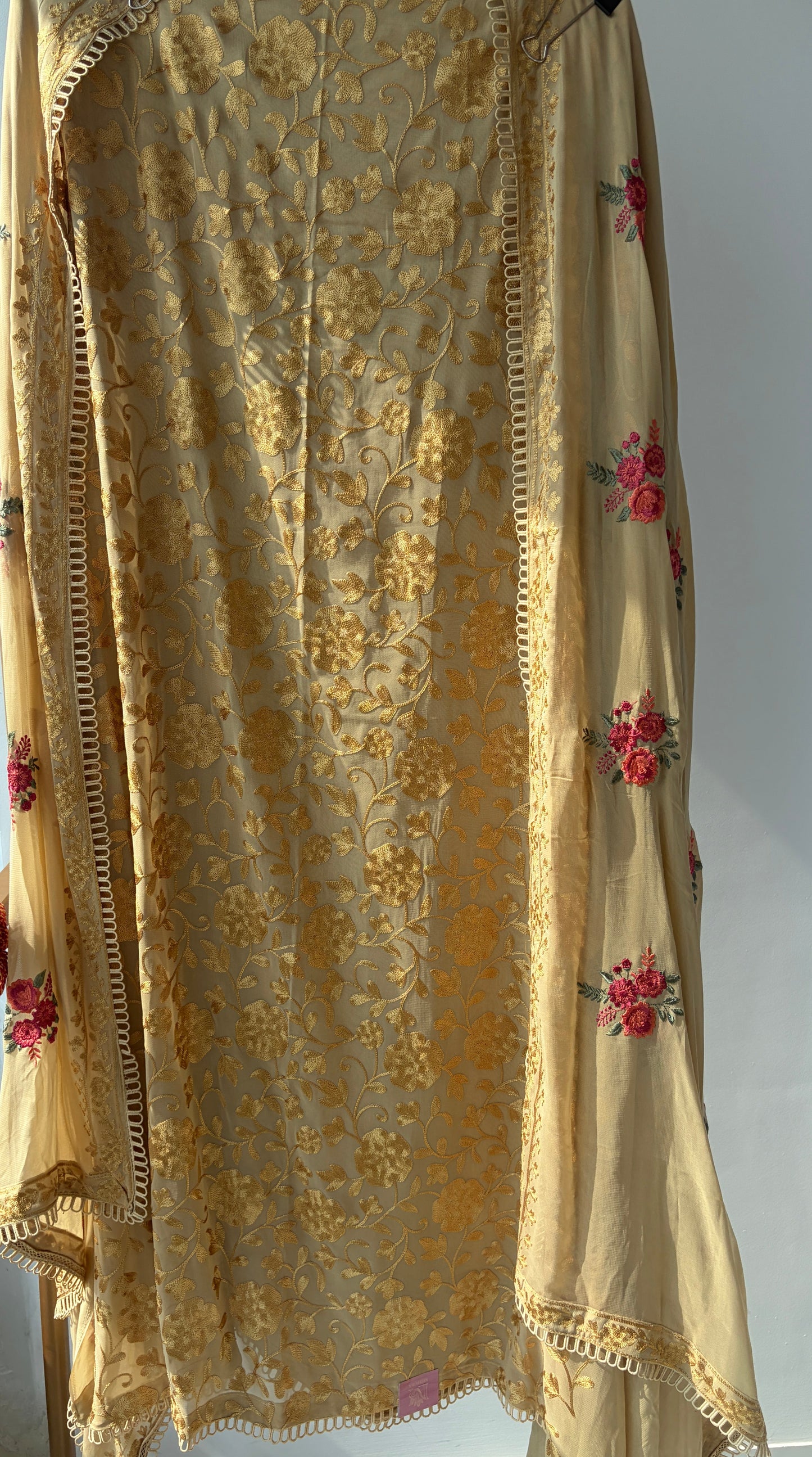 Brown Georgette Semi Stitched Suit