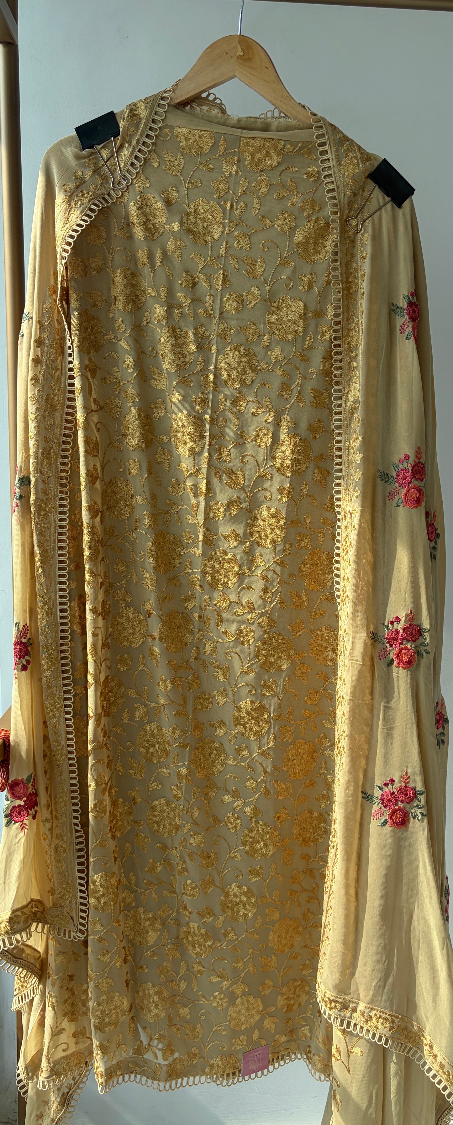 Brown Georgette Semi Stitched Suit