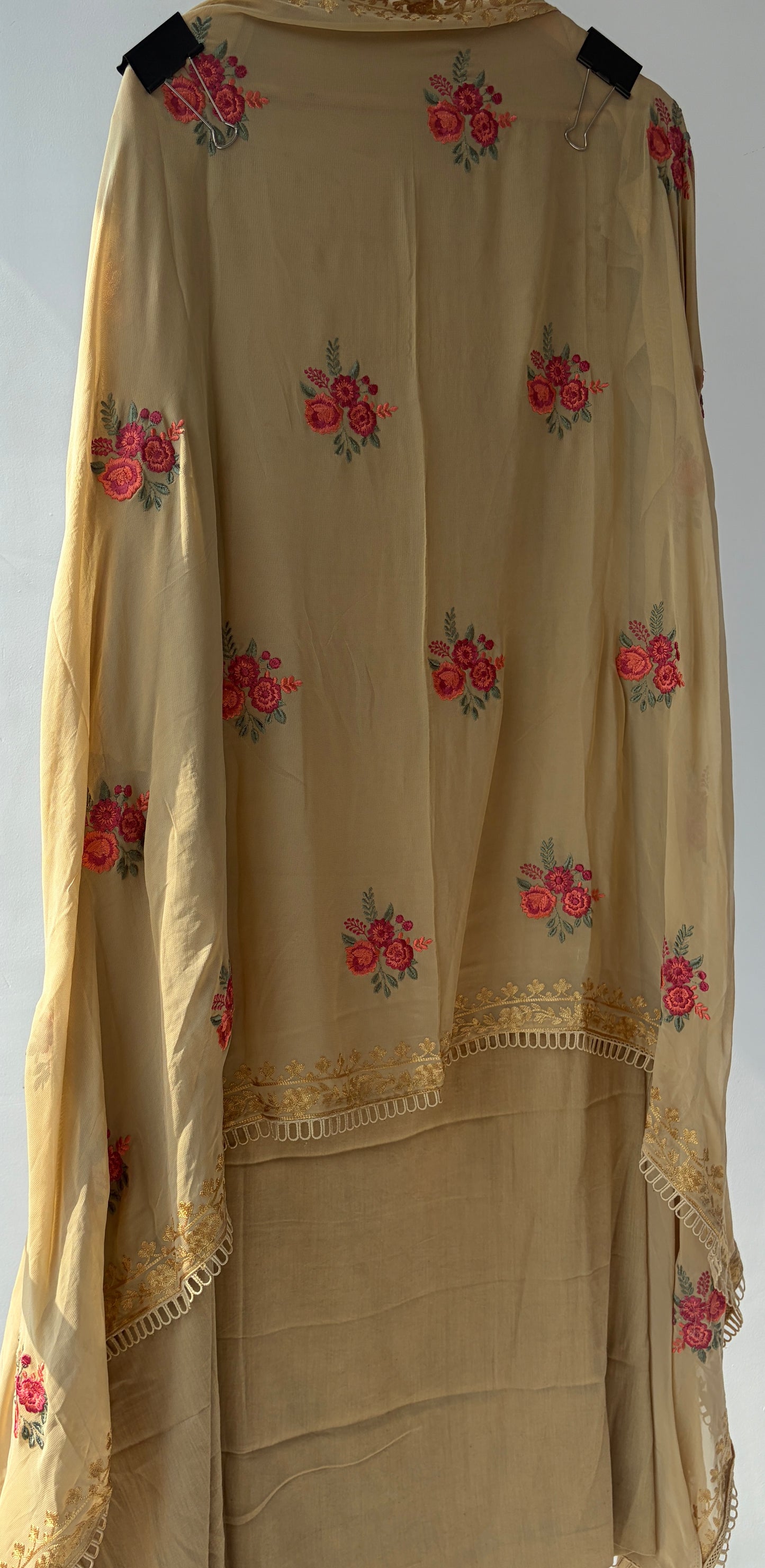 Brown Georgette Semi Stitched Suit