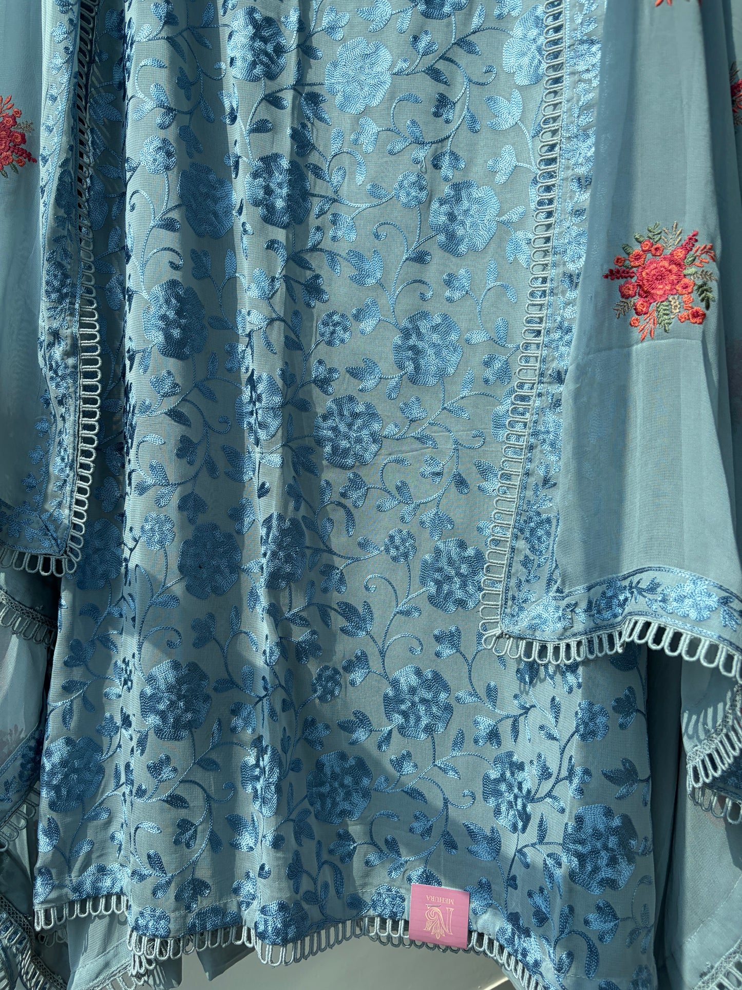 Blue Georgette Semi Stitched Suit