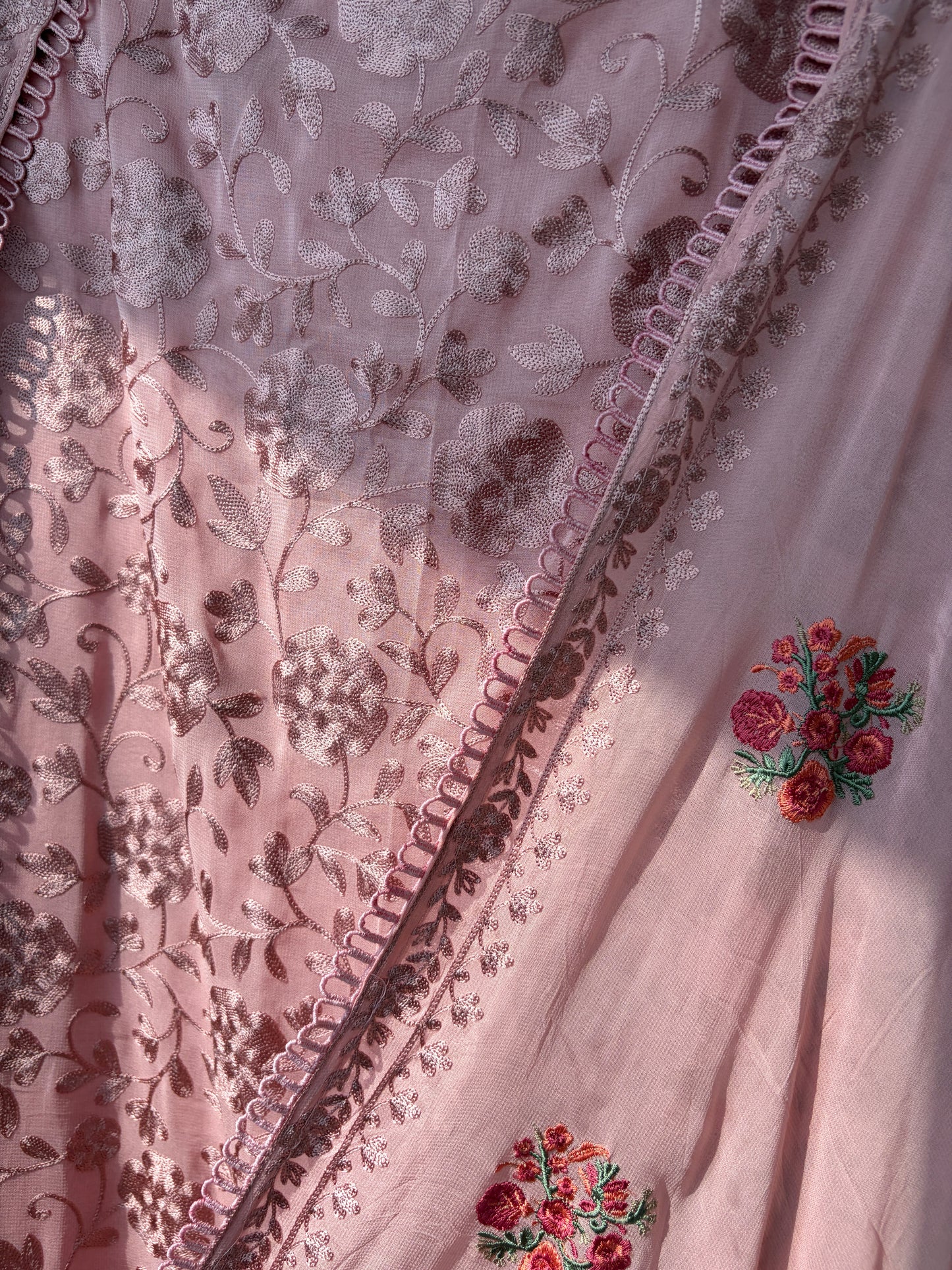 Pink Georgette Semi Stitched Suit