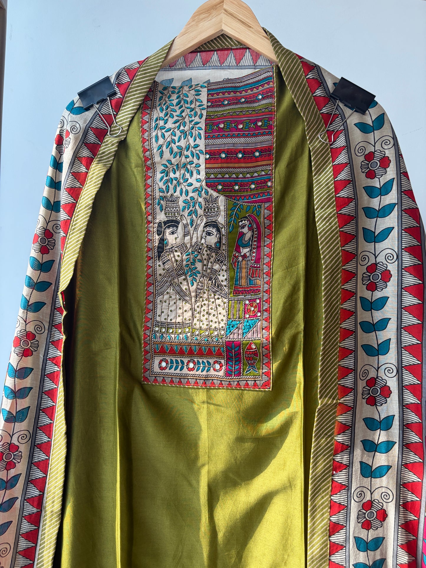 Green Dabka Work Maheshwari Silk Semi Stitched Suit