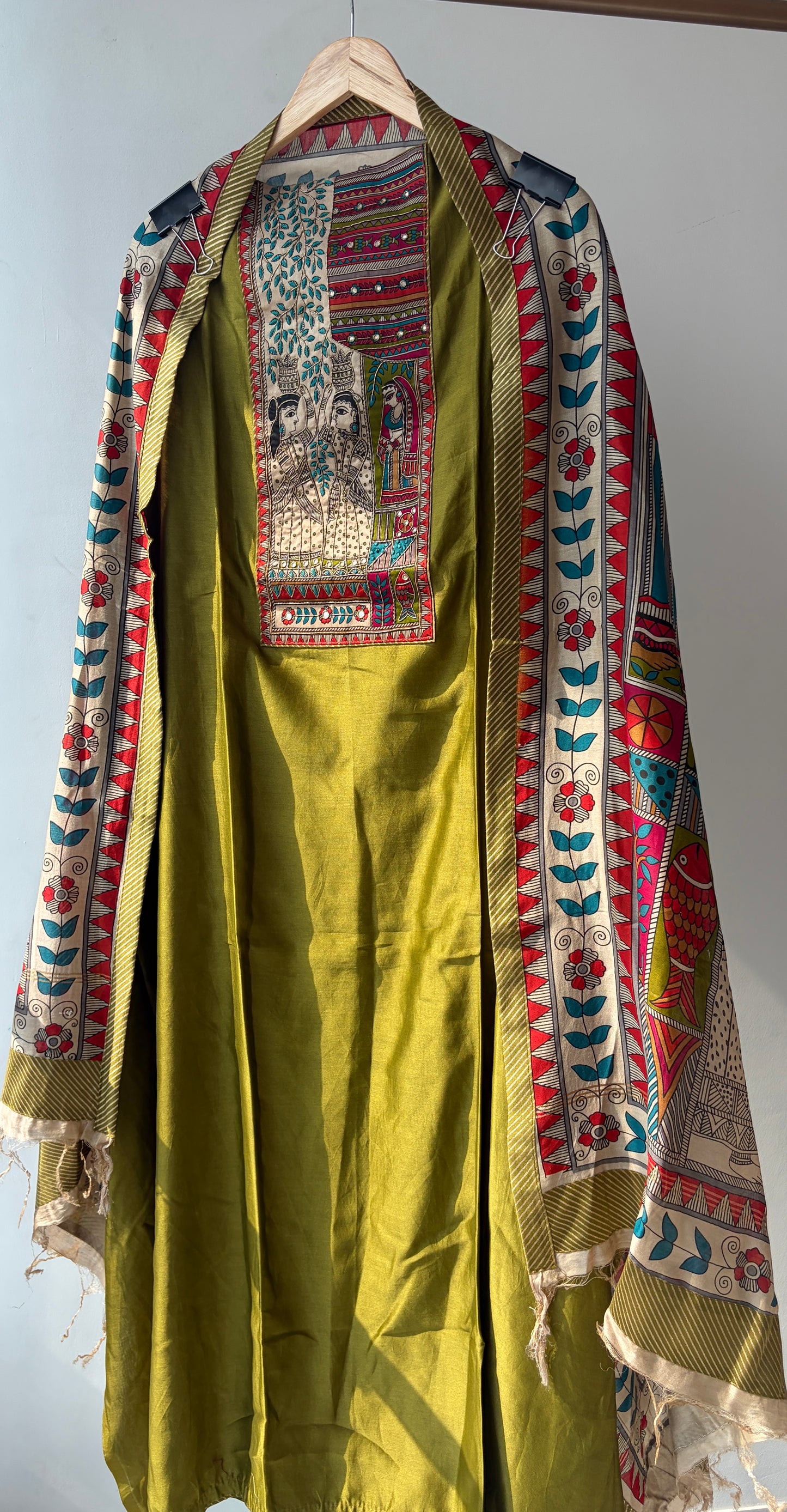 Green Dabka Work Maheshwari Silk Semi Stitched Suit